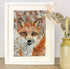 'Fox' Mixed Media Painting Print A5 Mounted