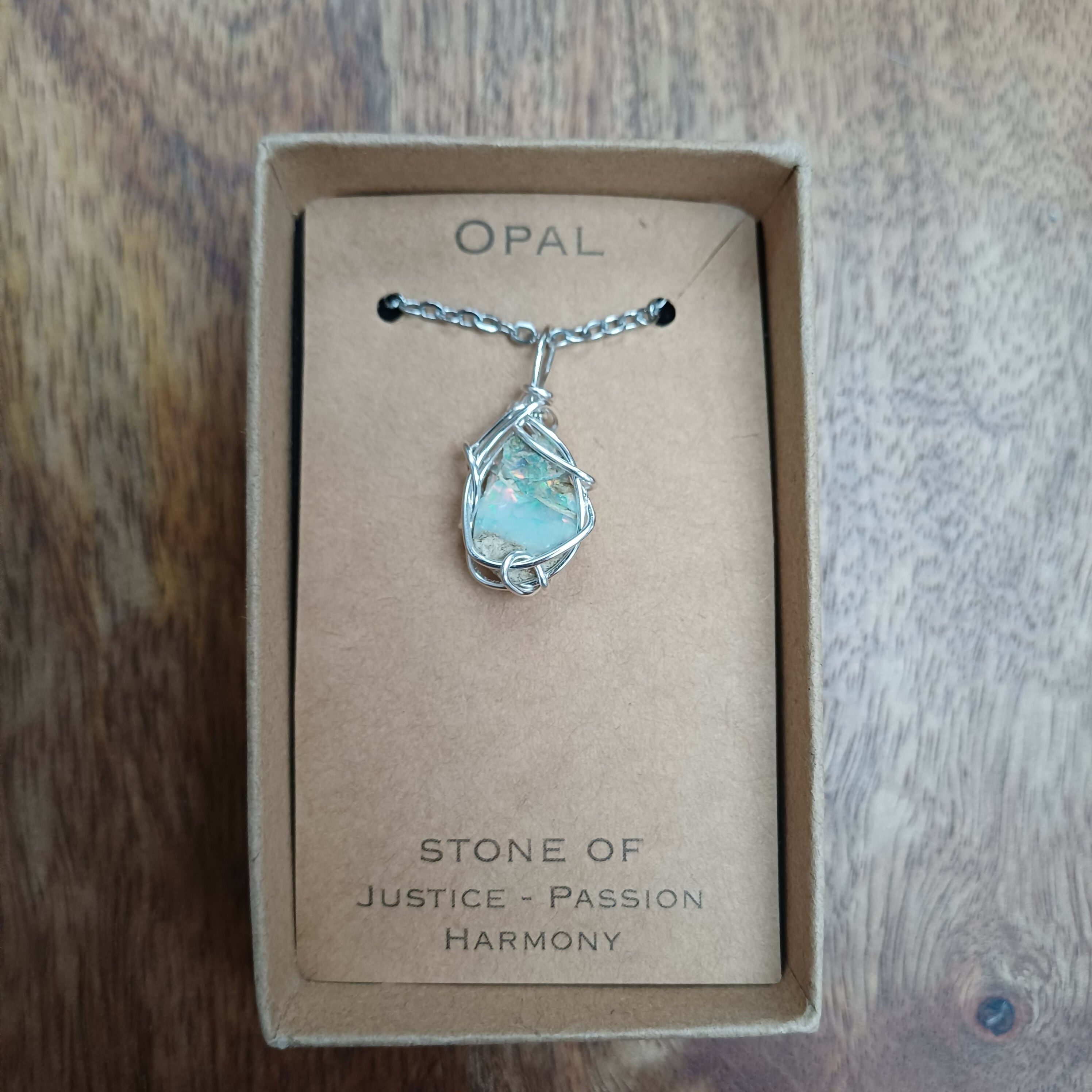 Opal Wire Wrapped Pendant