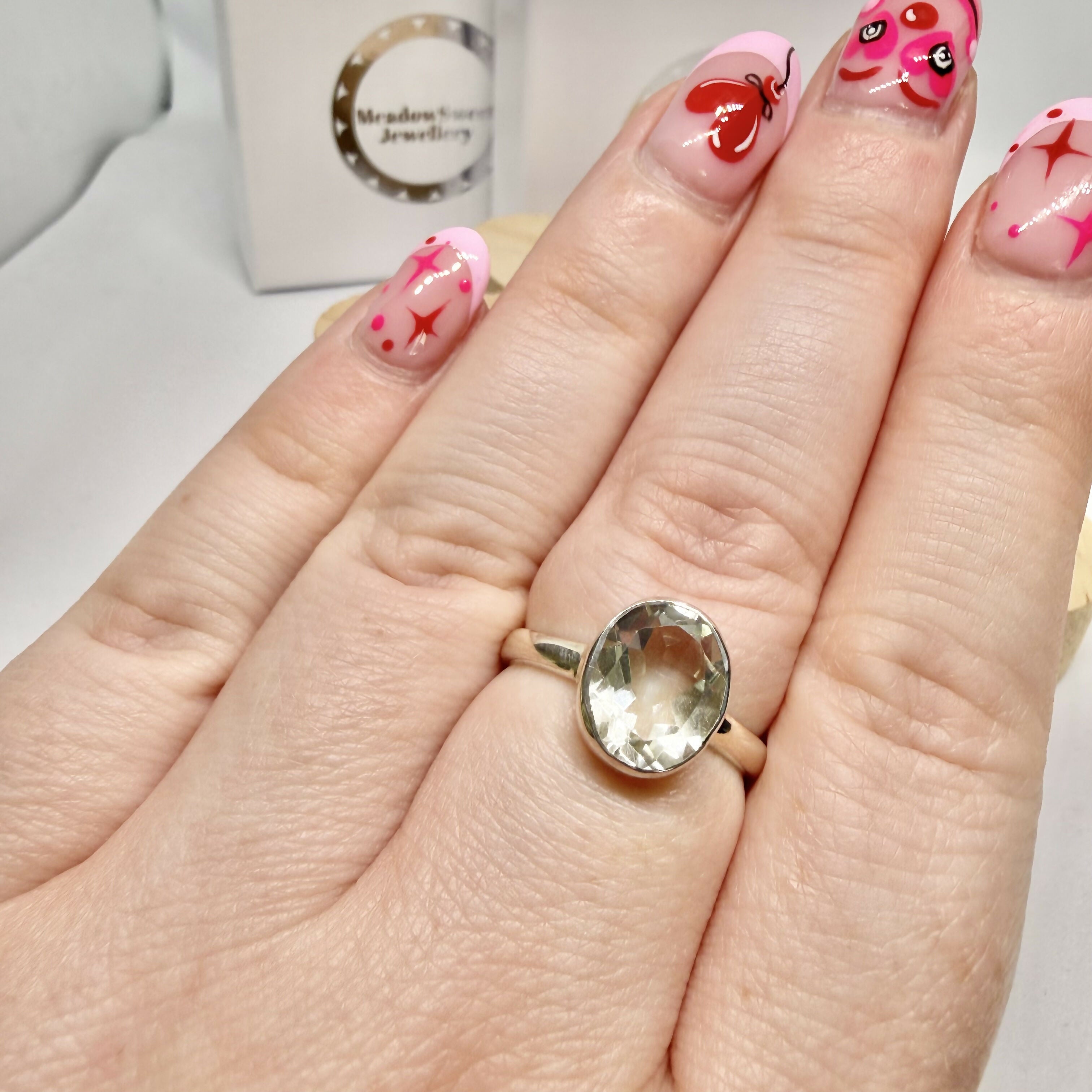 PRASIOLITE OVAL RING SIZE R