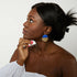 Indie Cobalt Blue Polymer Clay & Gold Sunburst Statement Earrings