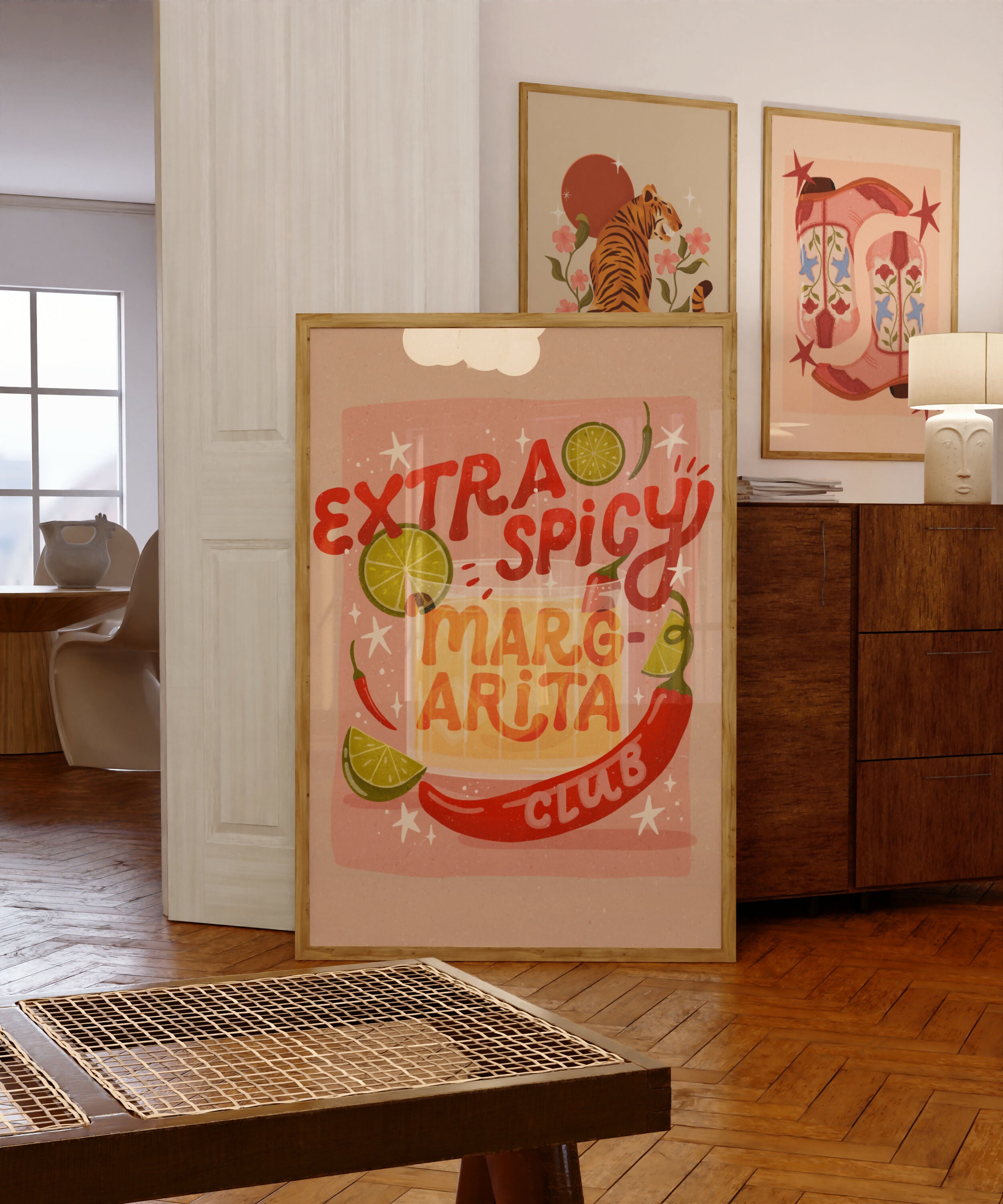 Extra Spicy Margarita Club Art Print, Bold Kitchen Wall Art, Cocktail Lover Gift (A4)