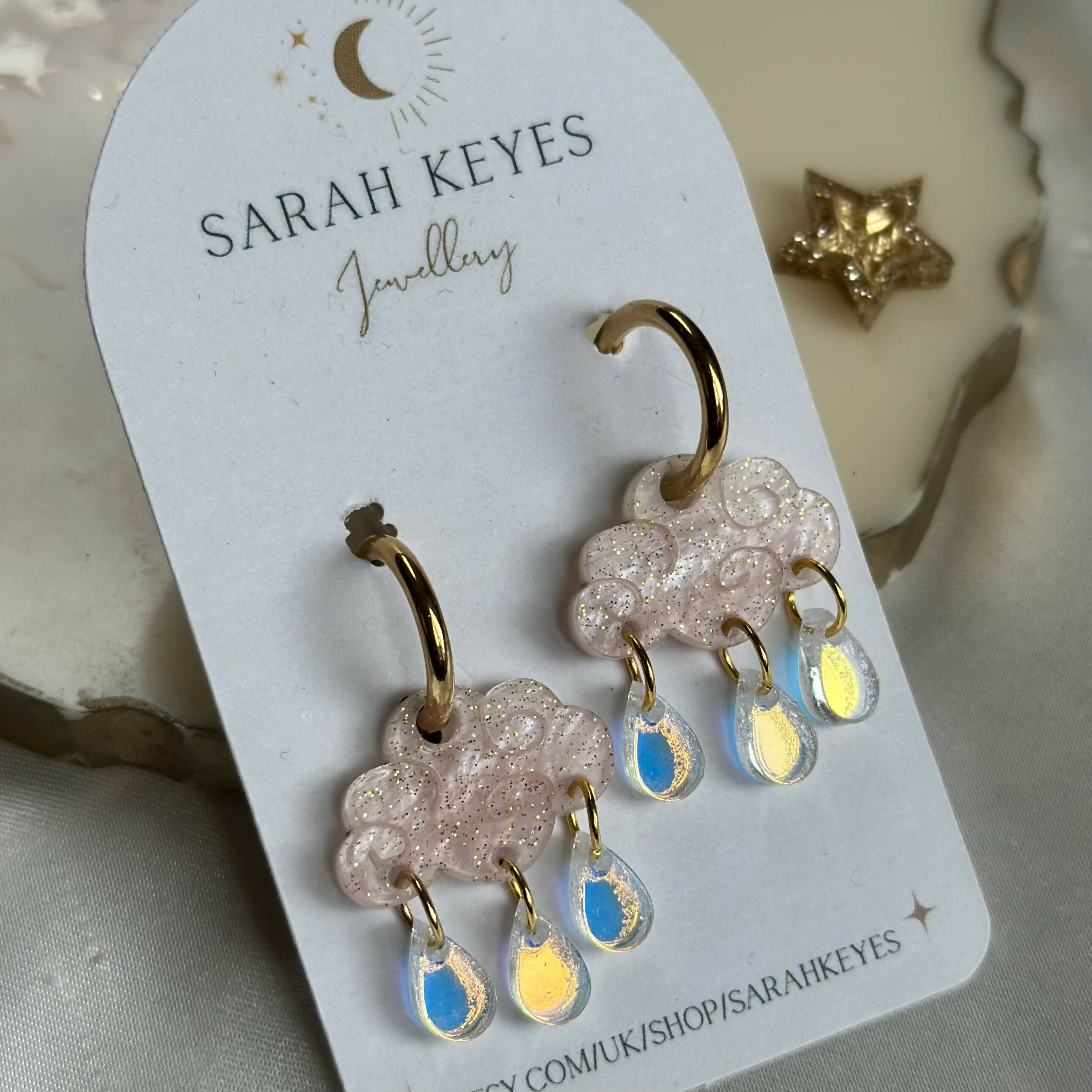 Celestial Cloud and Raindrop Earrings