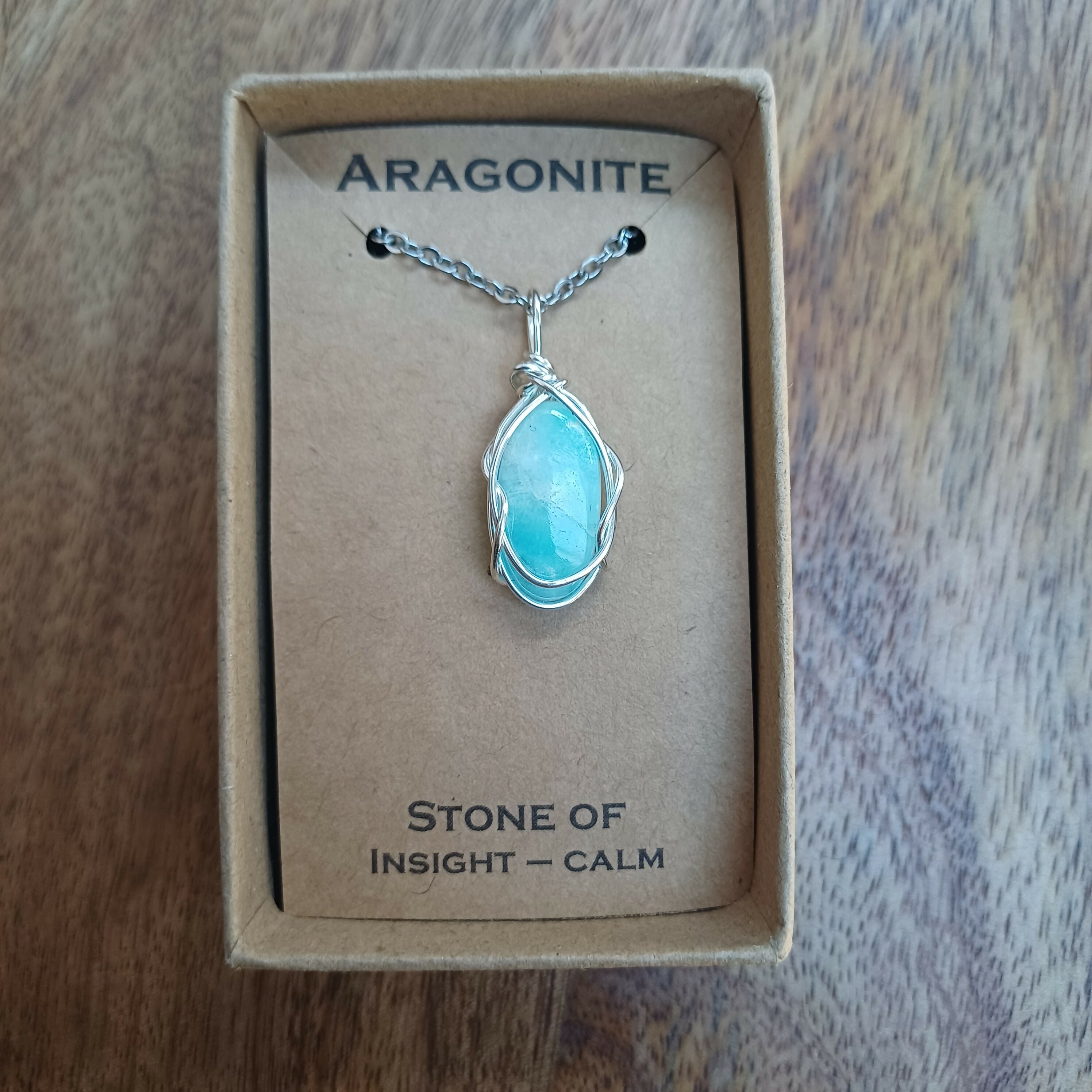 Aragonite Wire Wrapped Pendant