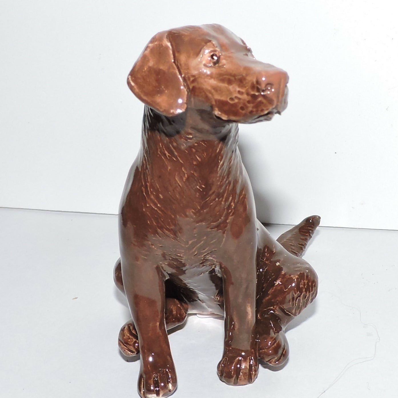 Ceramic Chocolate Labrador Dog Sculpture