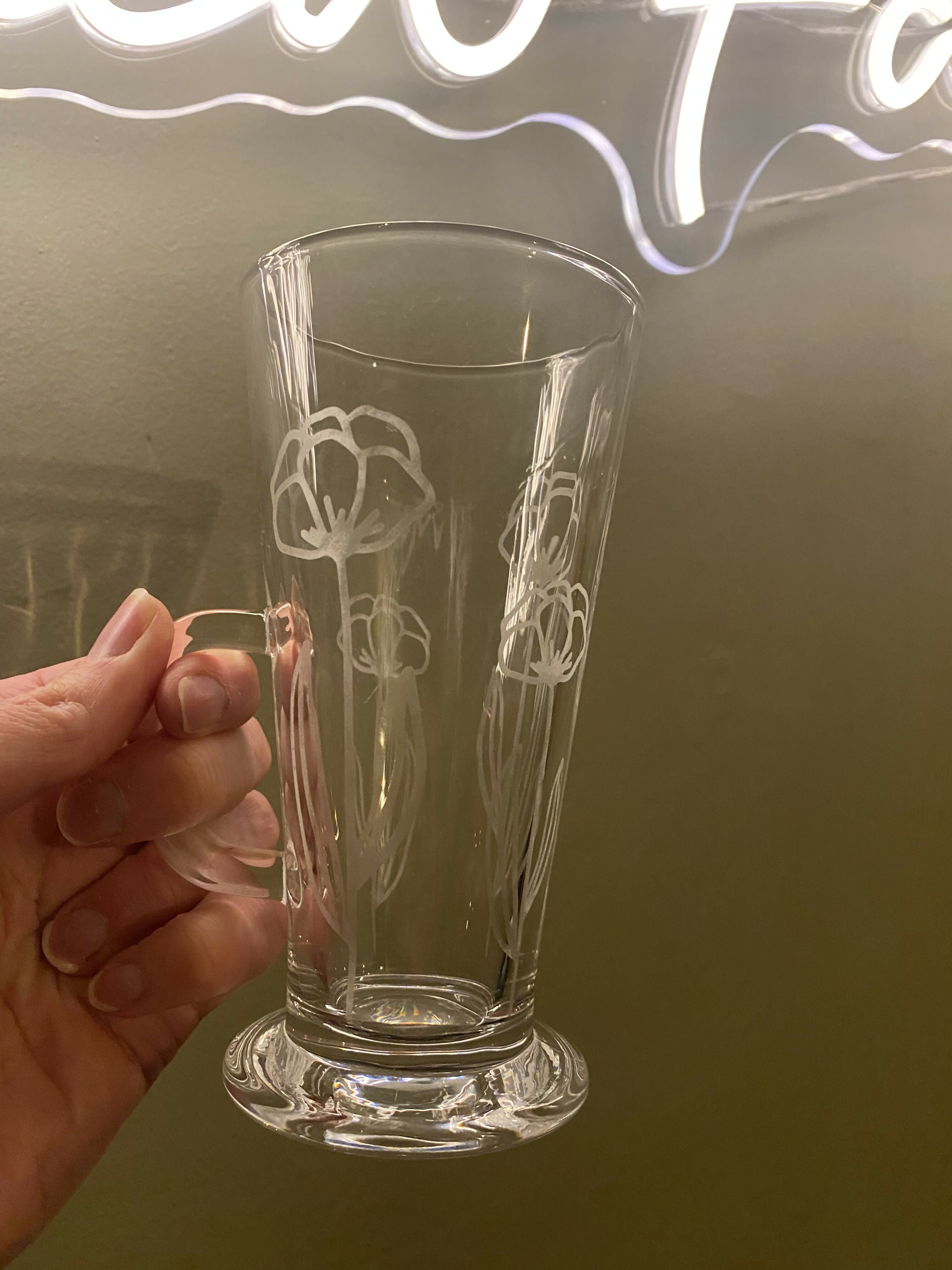 Etched Glass Latte Mug