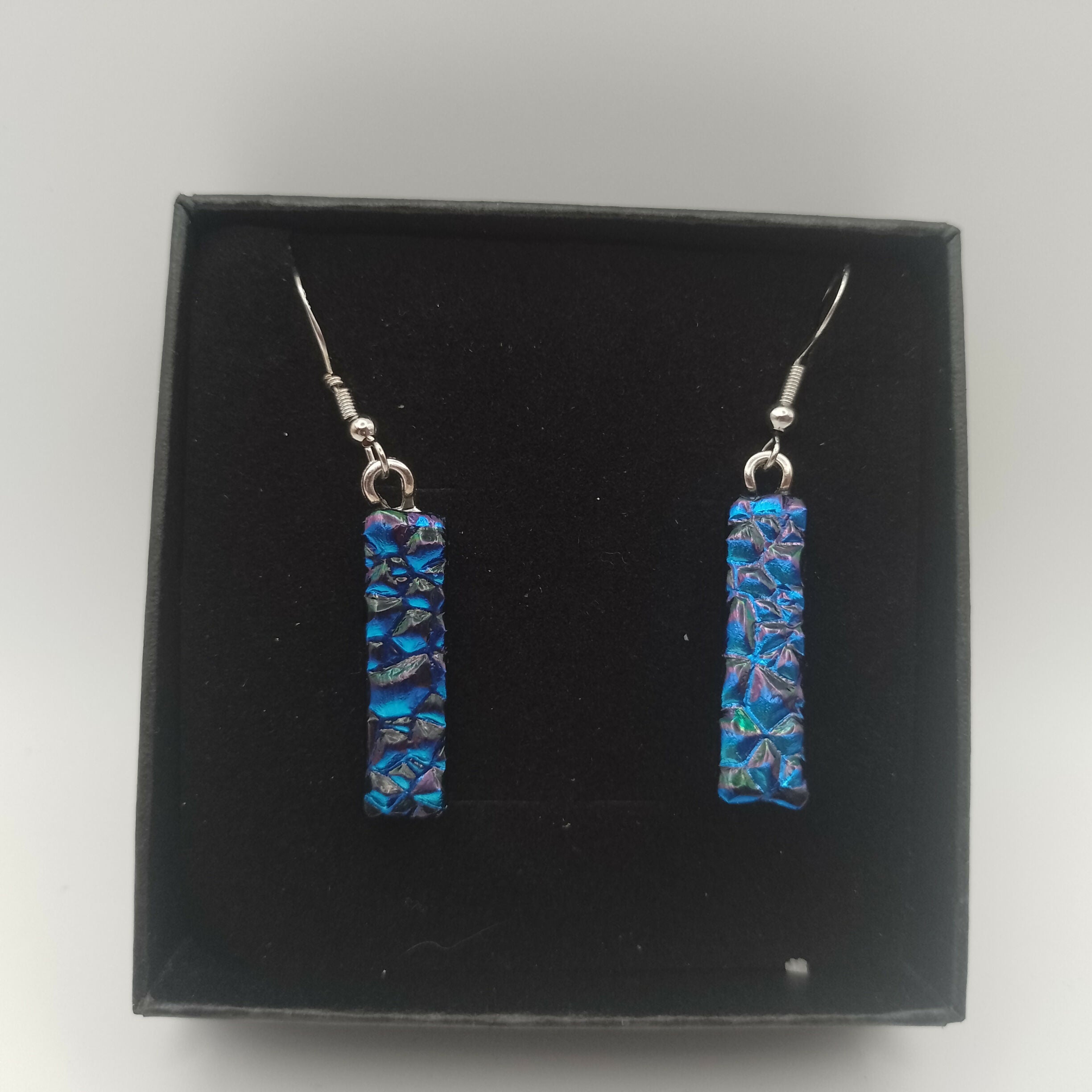 Blue and Purple Dichroic Glass Earrings