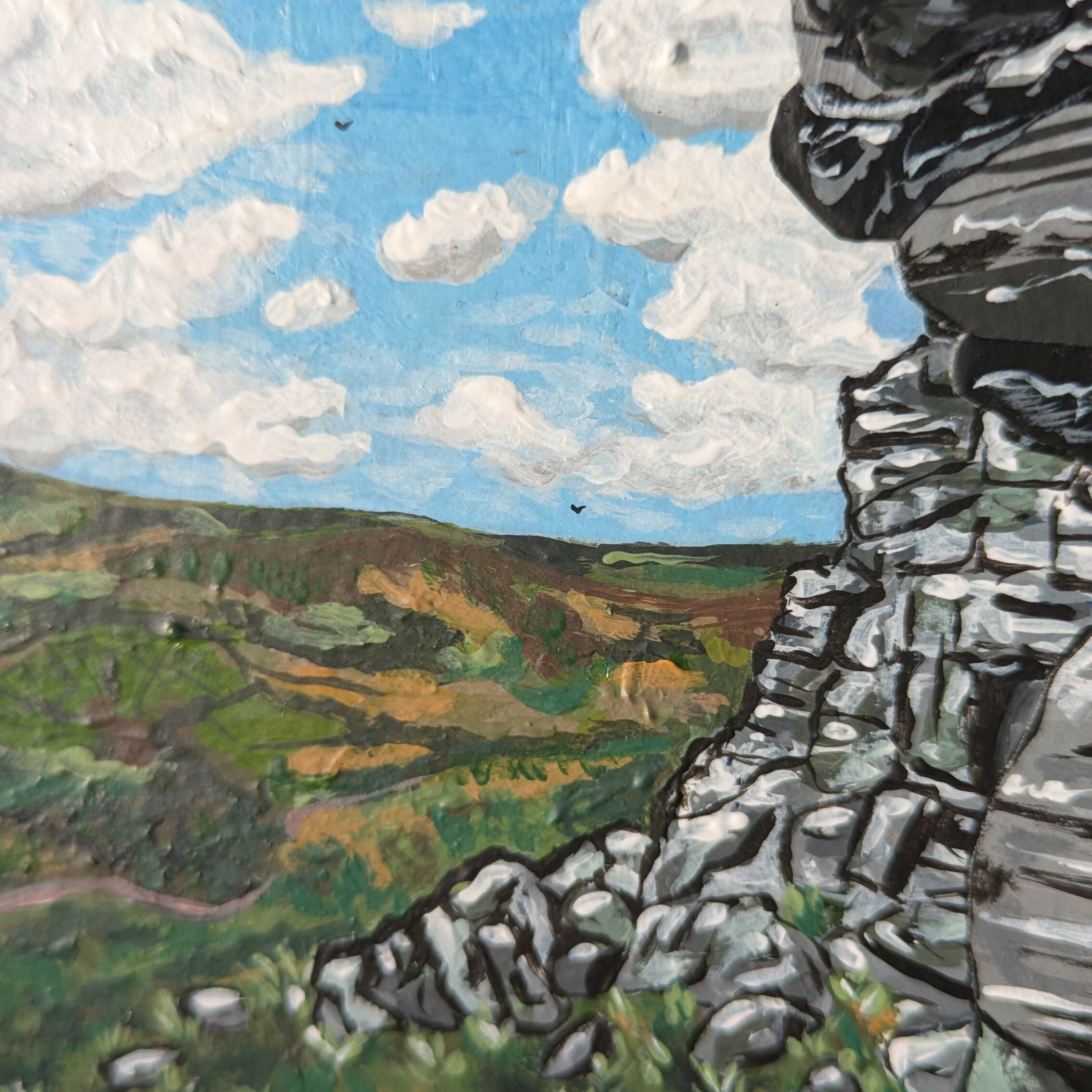 Stanage Edge - Mixed Media Mini Panel