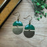 Green Enamel & Brushed Gold Earrings