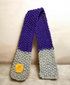 PET SCARF, STRIPY, 2-COLOUR COSY (LIGHT GREY & DARK PURPLE) FOR CAT OR SMALL DOG