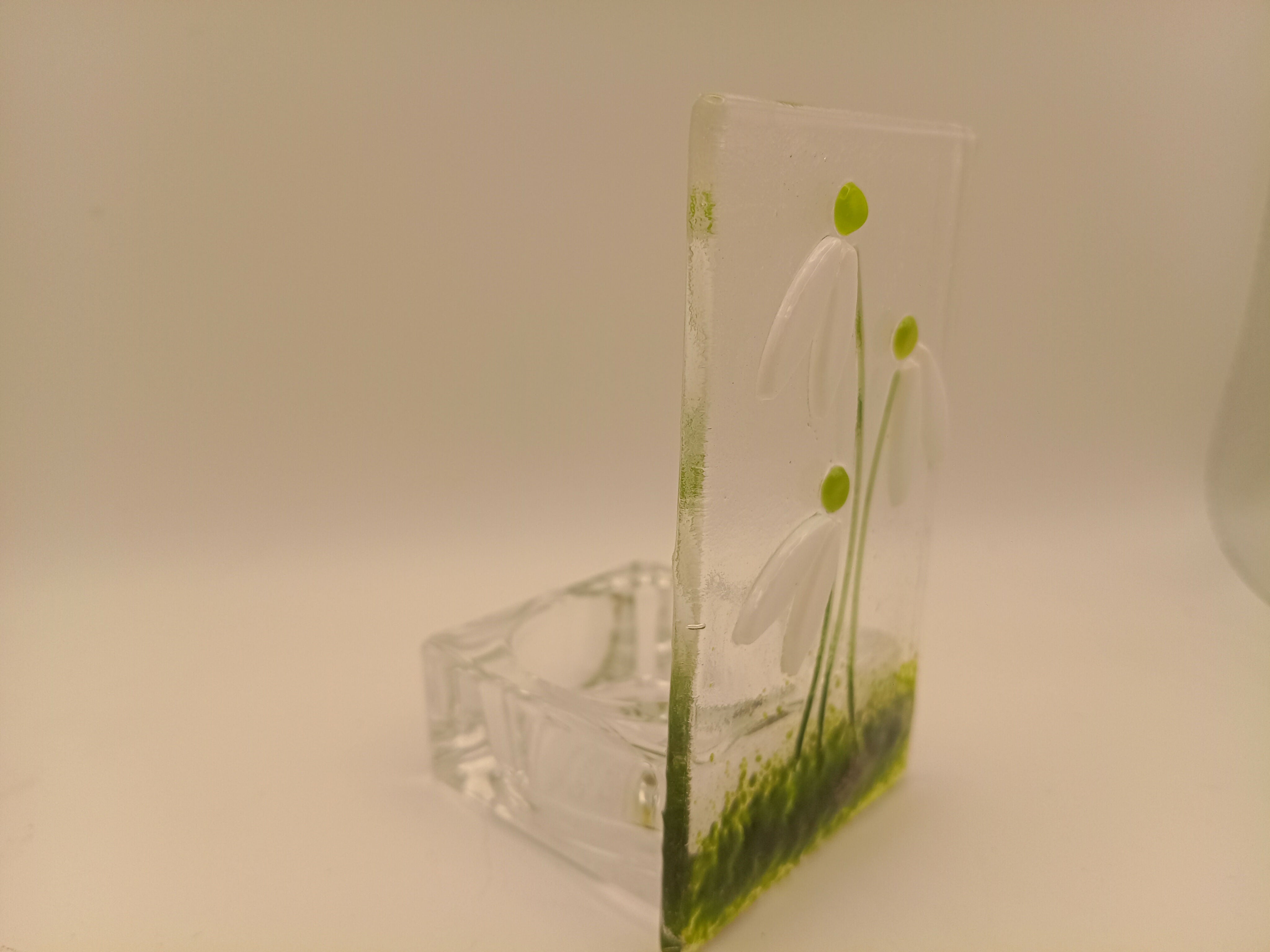 Fused Glass Snowdrop Tealight