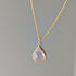 Light Powder Pink Faceted Crystal Teardop Charm Necklace on a Gold Plated Chain