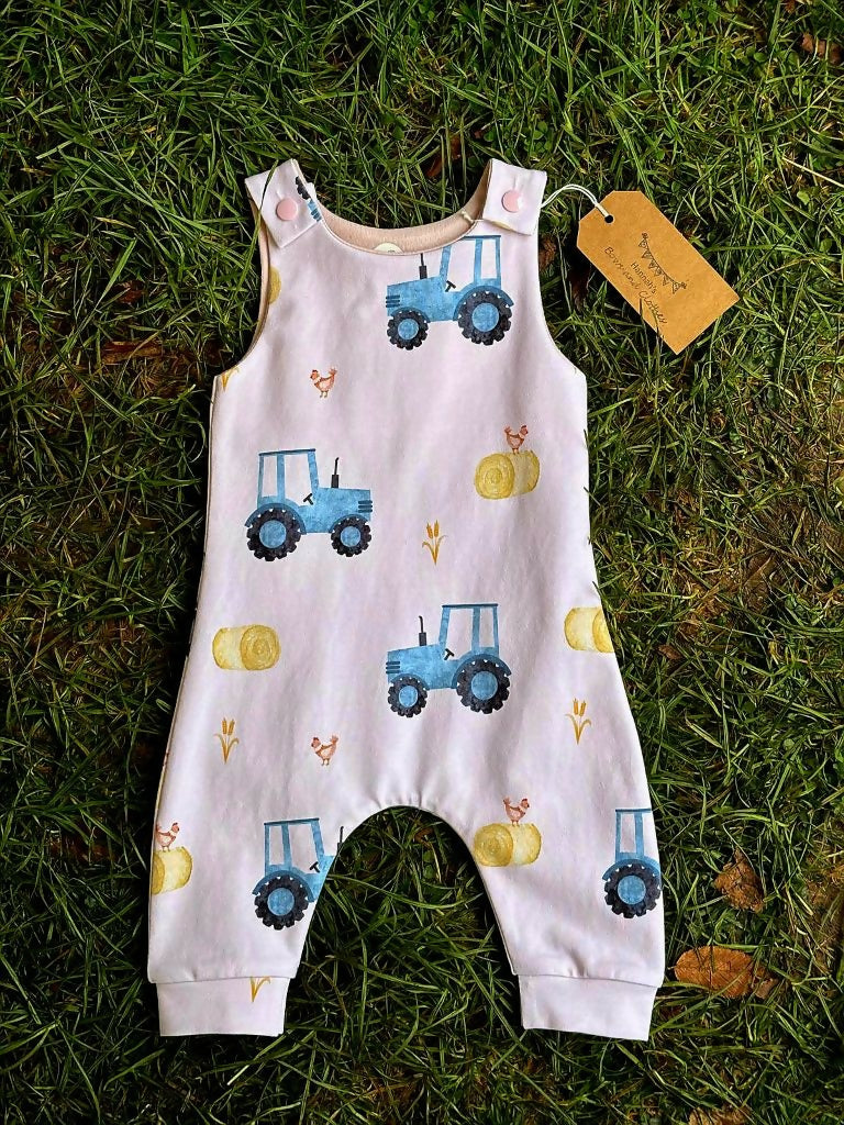 PINK TRACTOR ROMPER 6-12 months