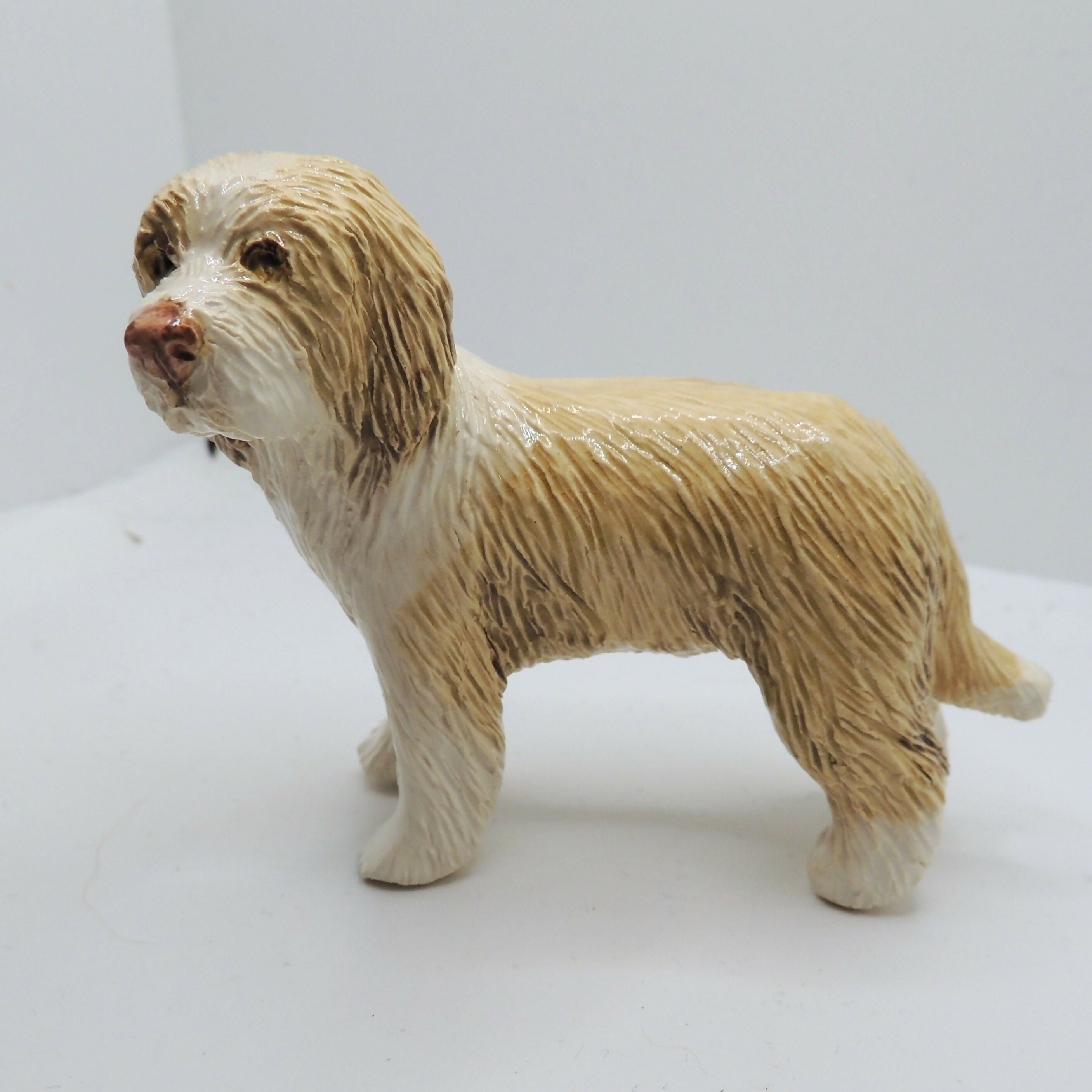 Ceramic Bearded Collie Sculpture, Fawn