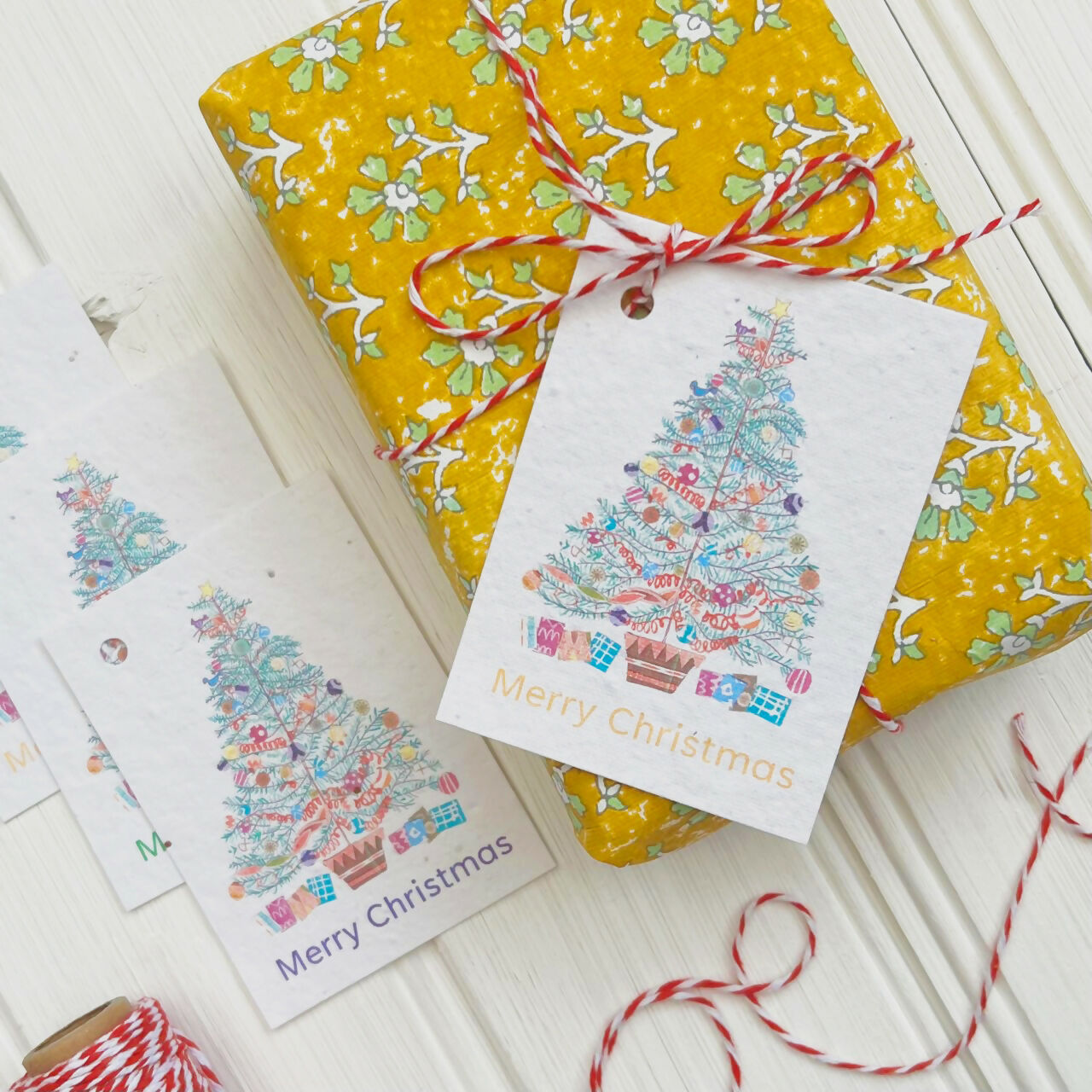 Set of 6 Christmas Seed Gift Tags - Christmas Tree