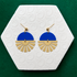 Indie Cobalt Blue Polymer Clay & Gold Sunburst Statement Earrings
