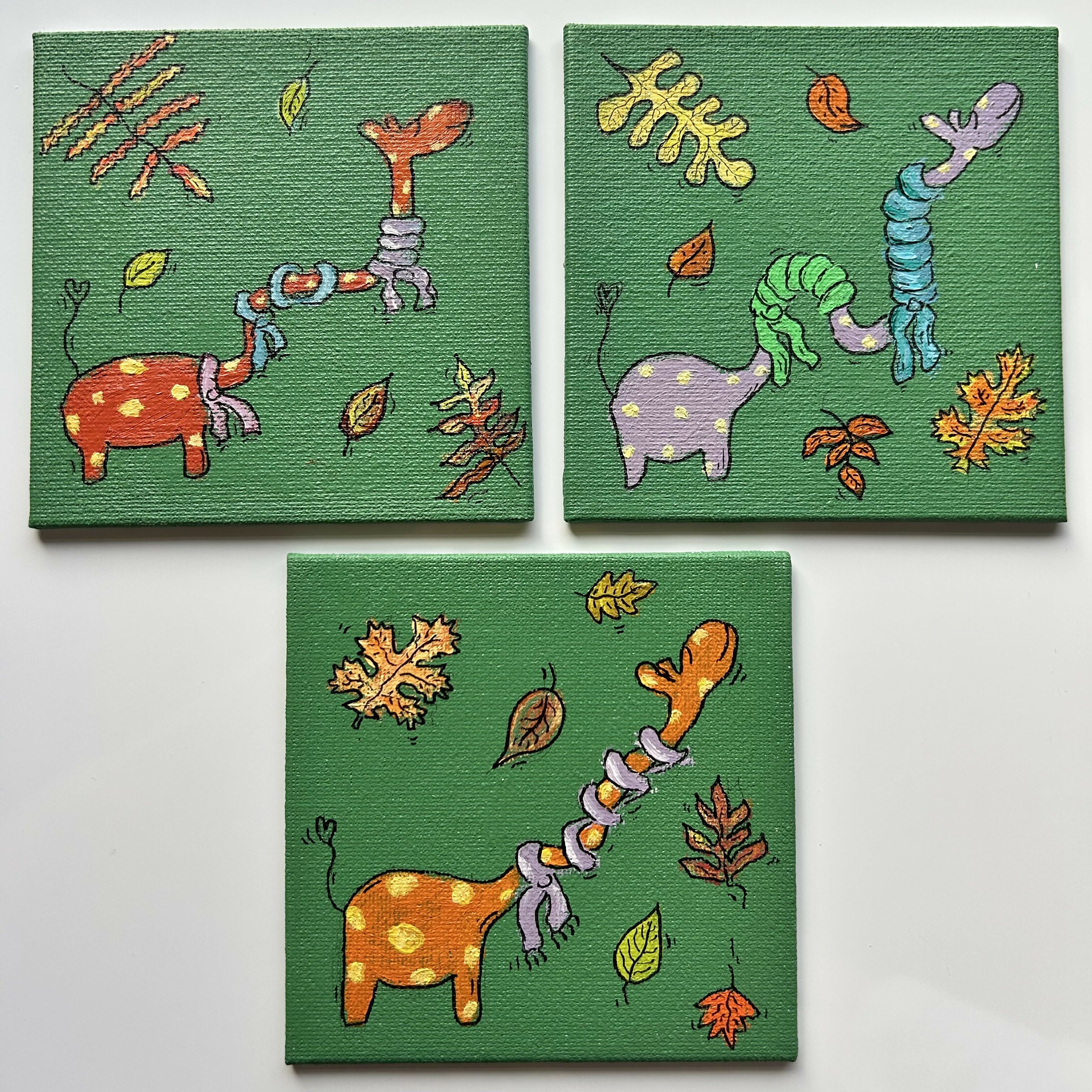 Autumnal Giraffes Original Artwork