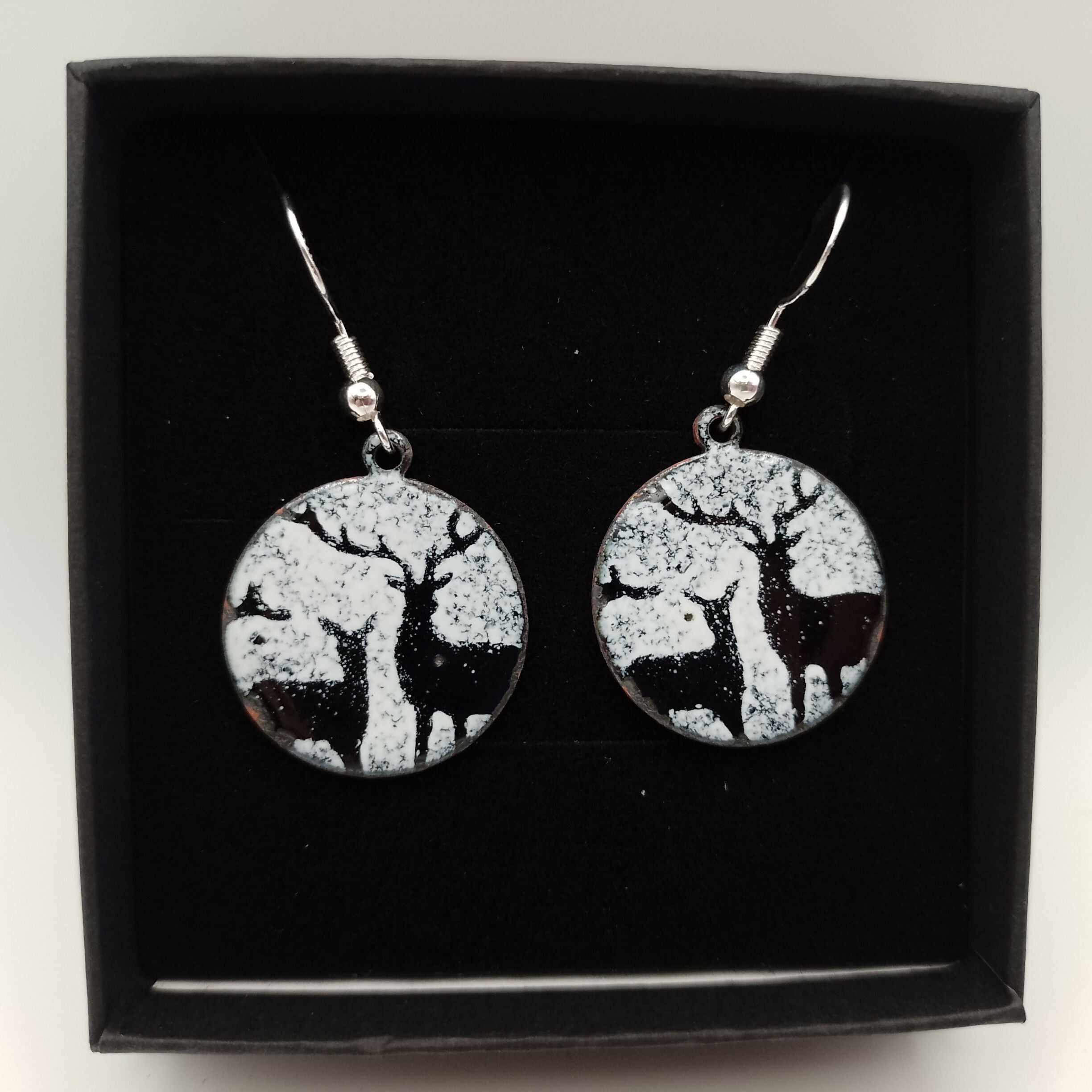 Stag and Doe Enamel Earrings