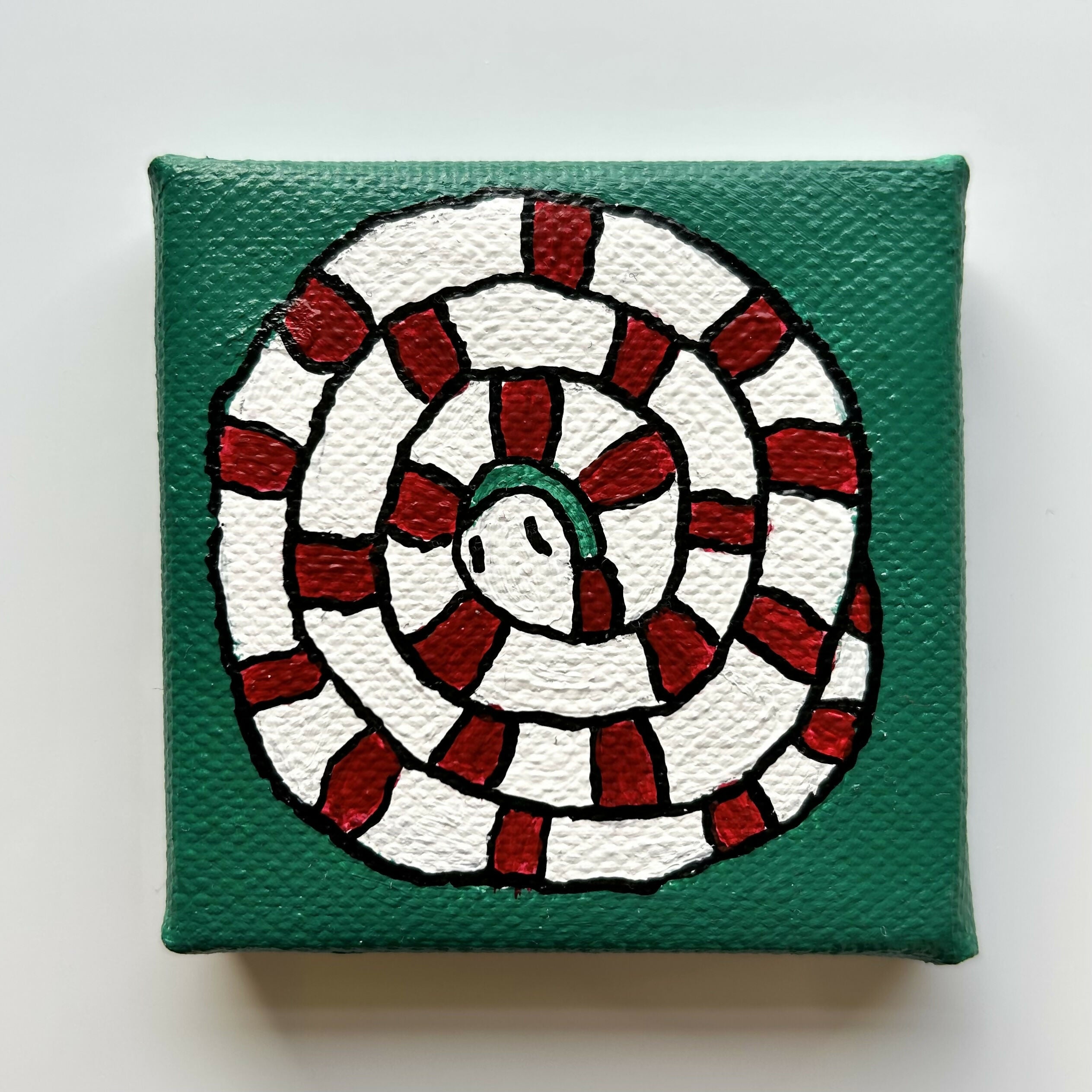 Candy Cane Snake Mini Canvas Original Artwork