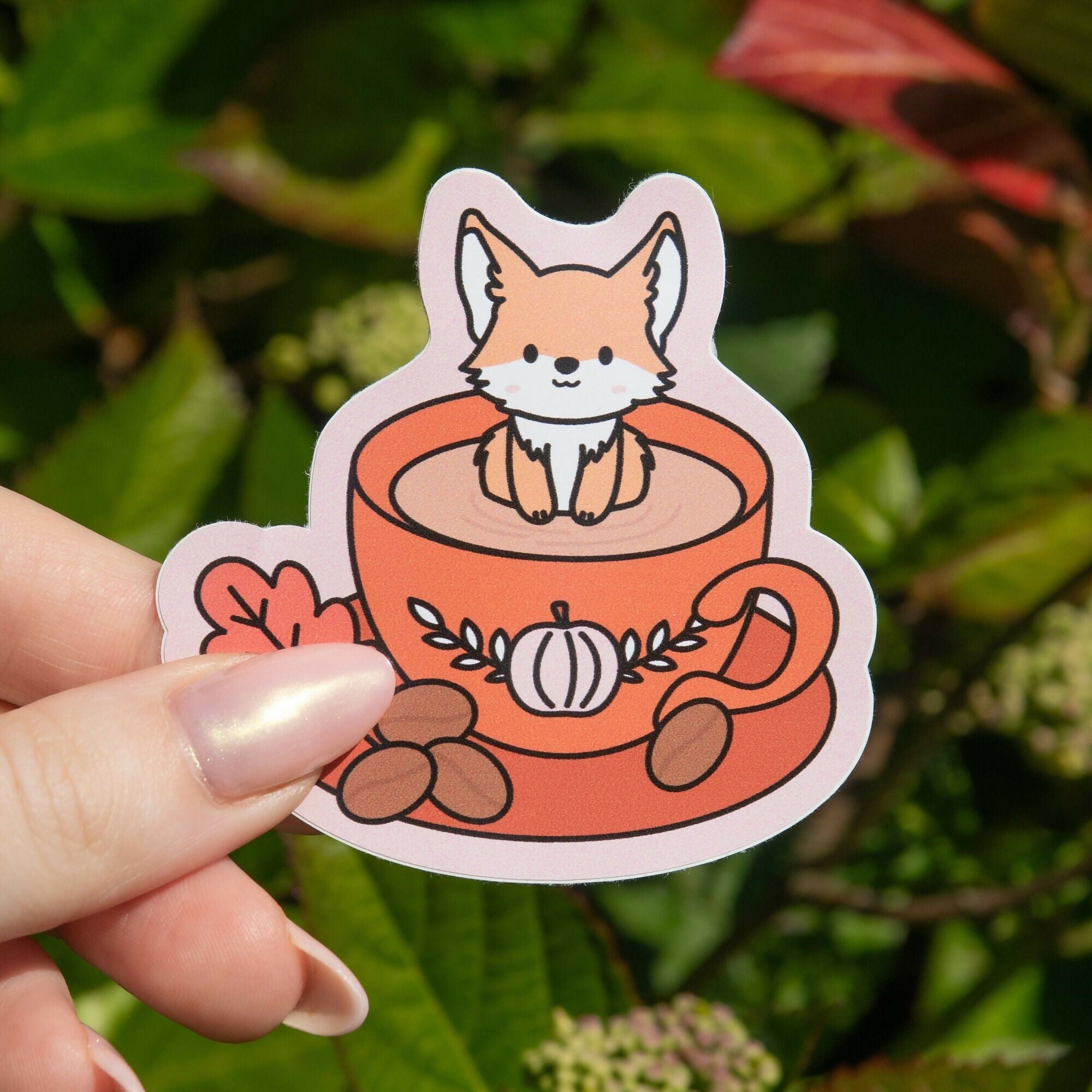 Fox Latte Die Cut Sticker