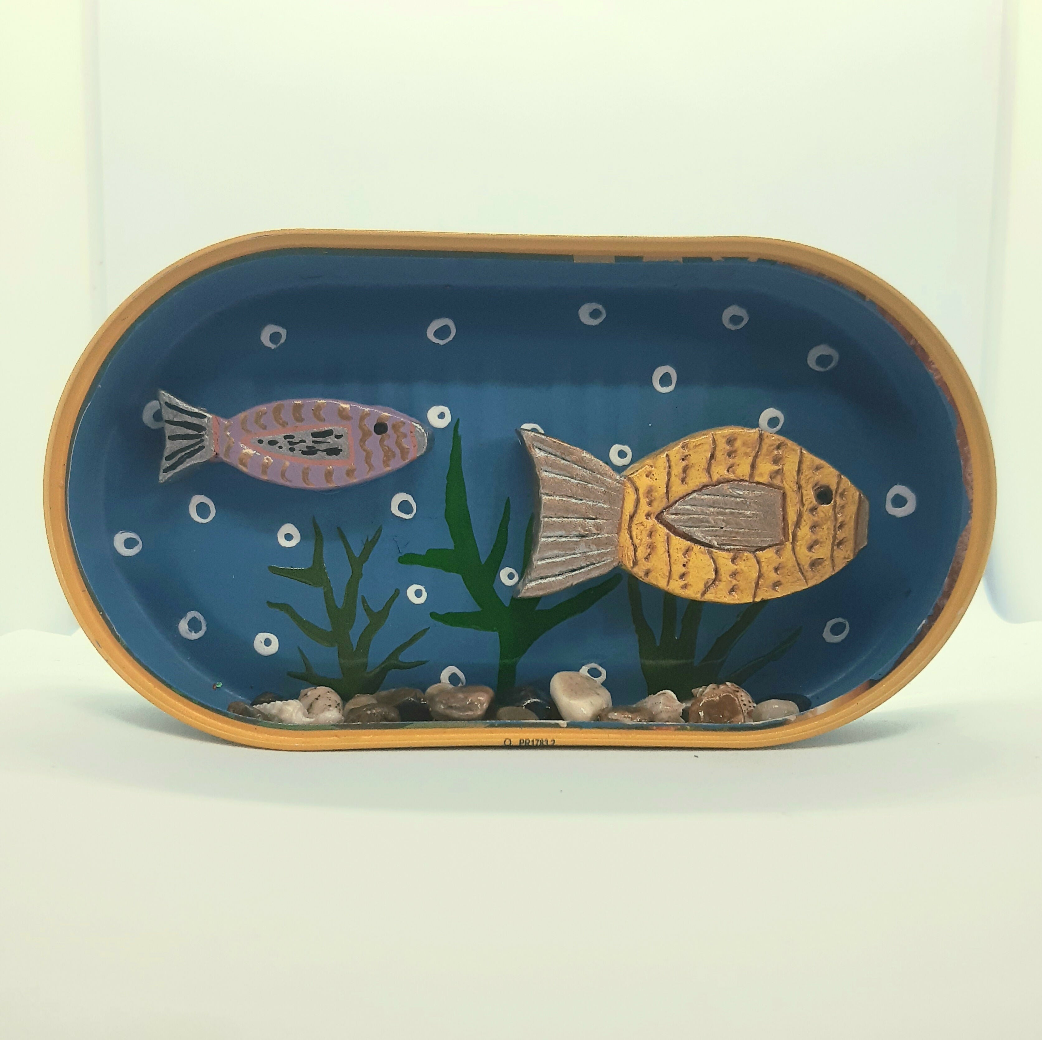 Clay Fish Painted Tin Desk Pet/Buddy