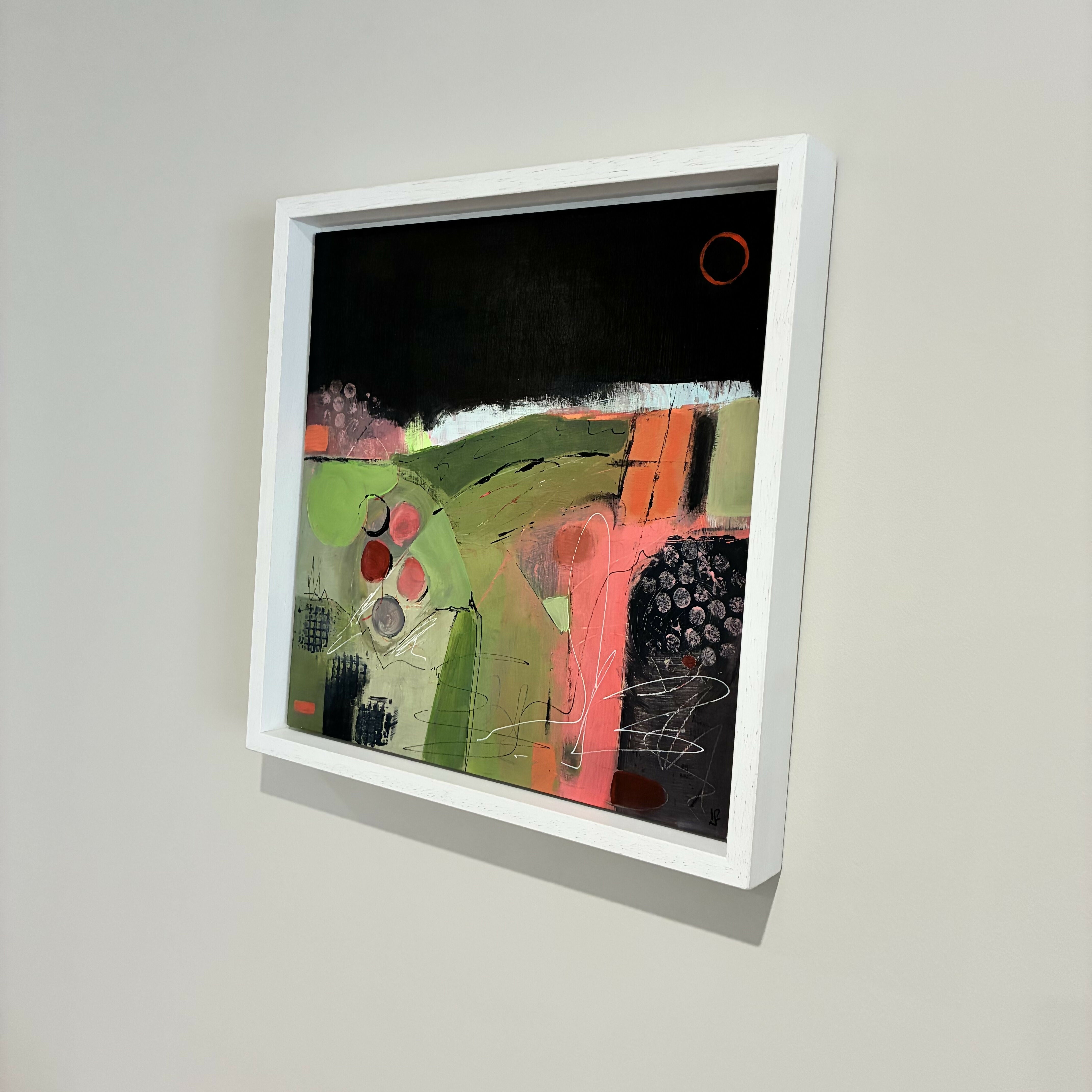 Abstract Landscape Acrylic Painting On Wood Panel In Tray Frame 'Lucky Day'