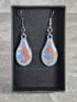 Handcrafted Teardrop Earrings With Blue, Silver And Red Colours