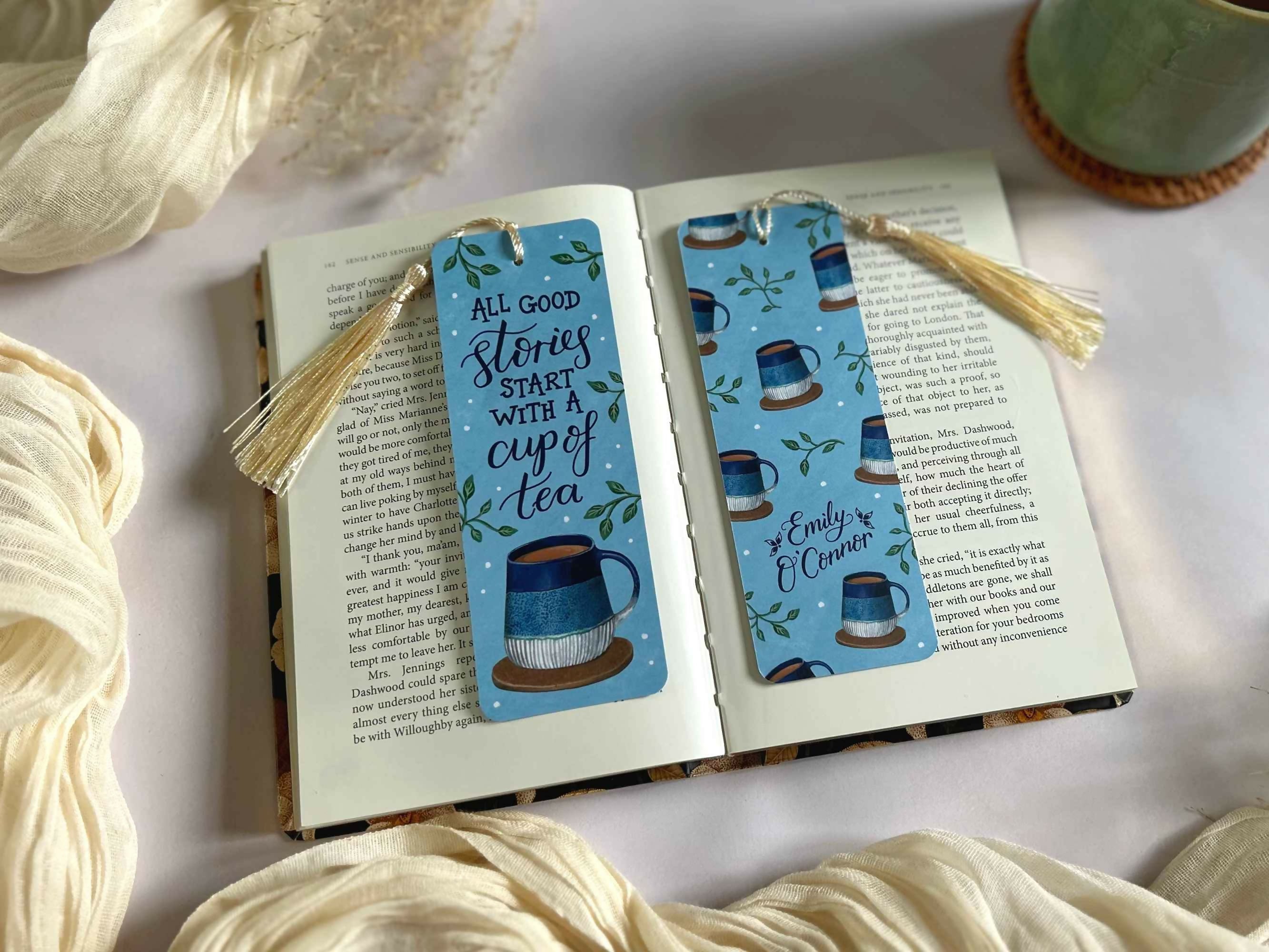 Tea Lover Blue Bookmark