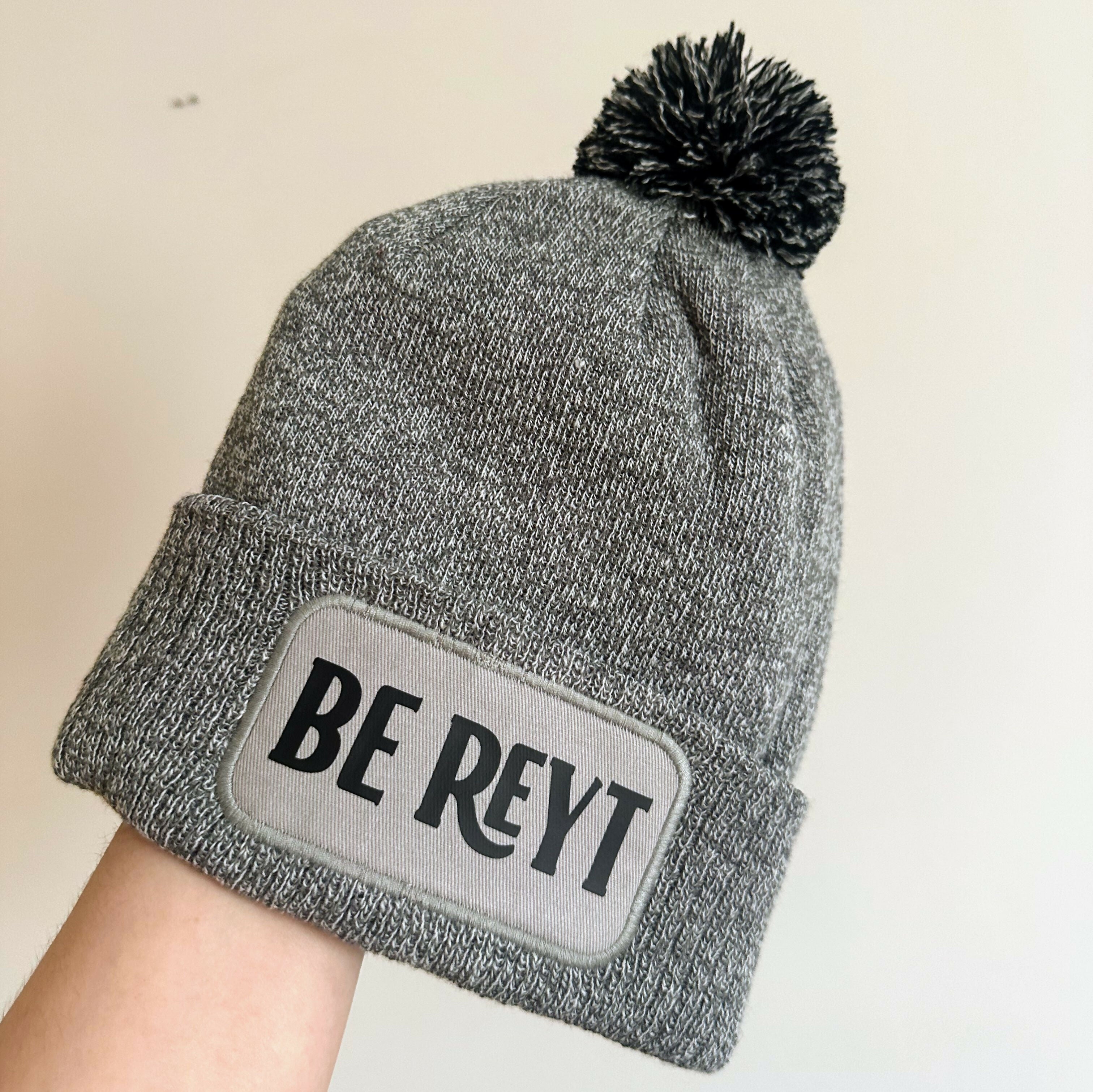 Be Reyt Cuffed Rectangular Patch Bobble Hat