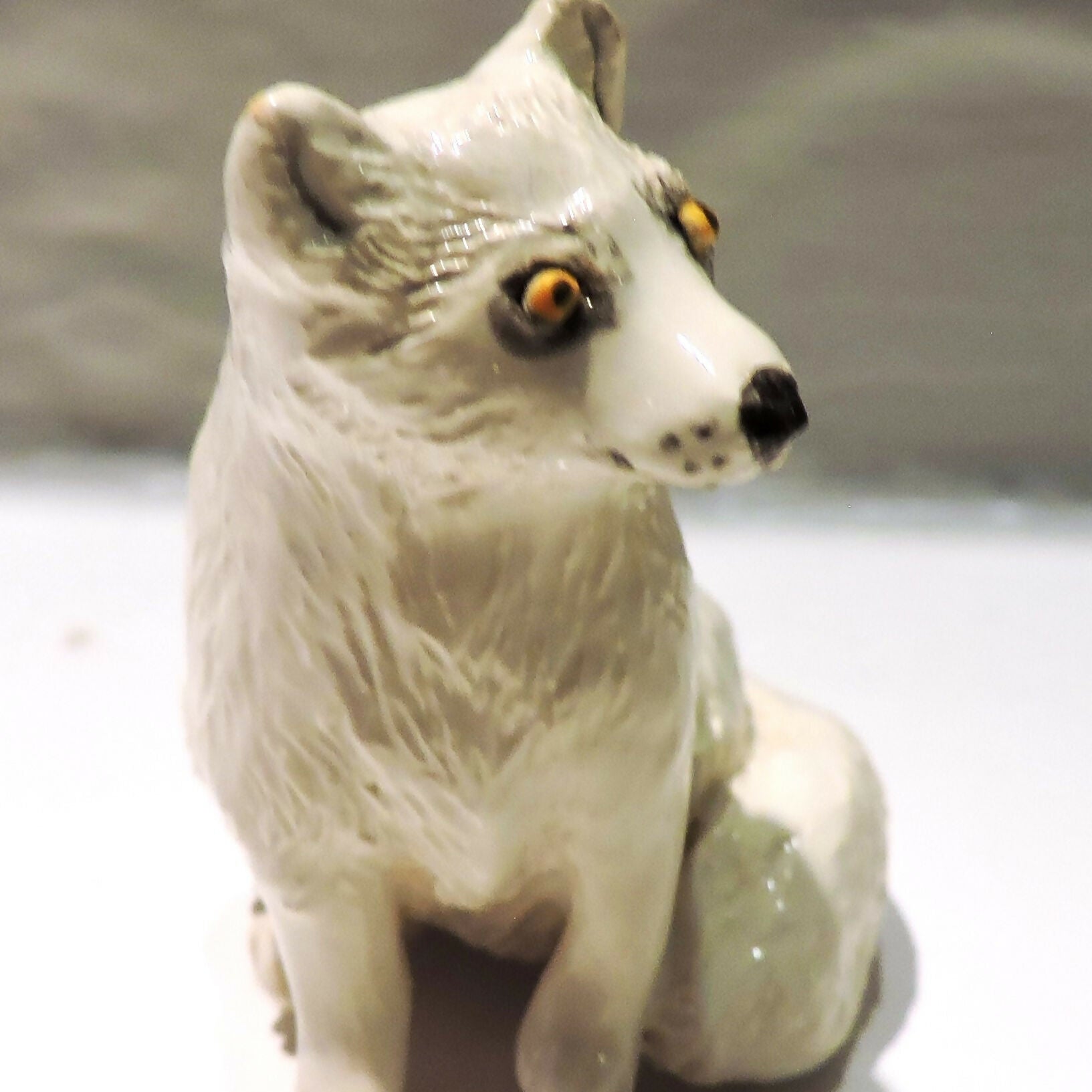 Ceramic Arctic fox sculpture