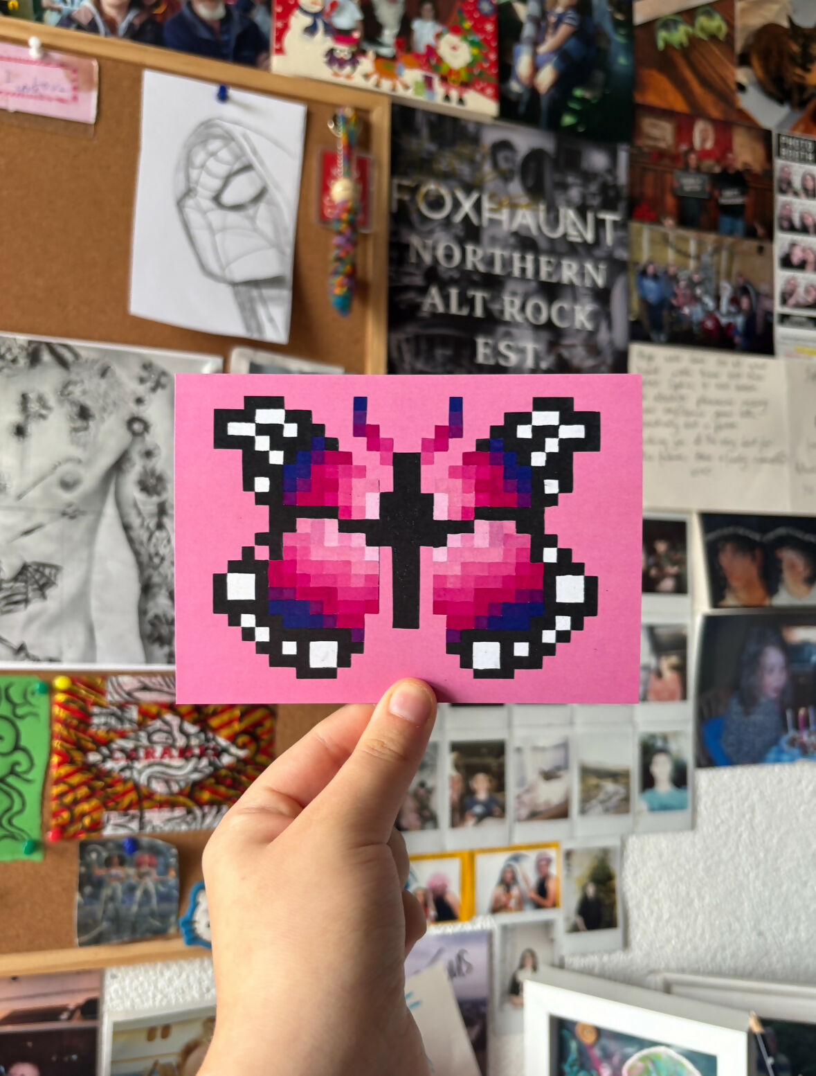 Pixel Pink Butterfly Print A6