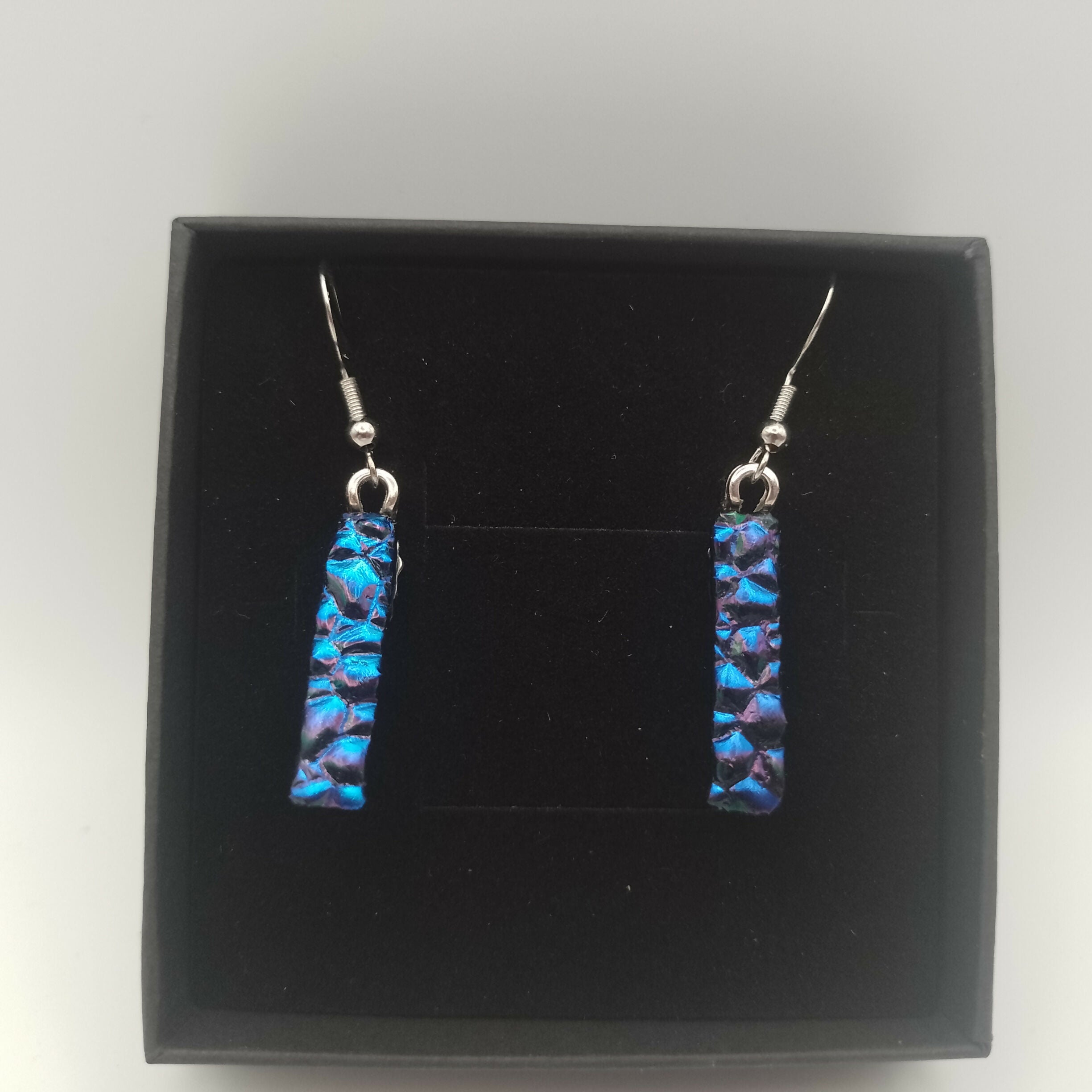 Dark Blue and Purple Dichroic Earrings