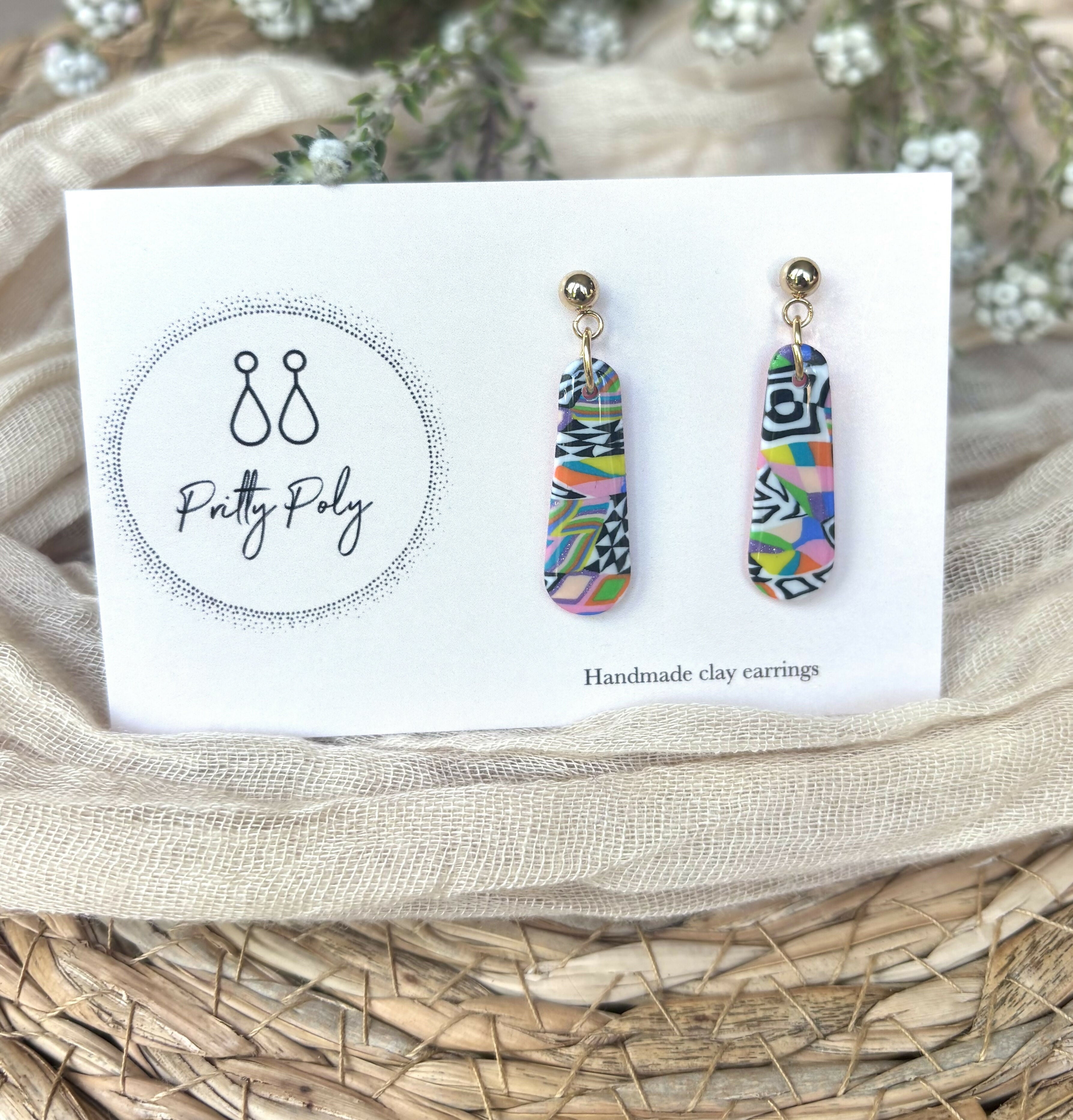 Funky Pattern Collection - Small Dangles Polymer Clay Earrings