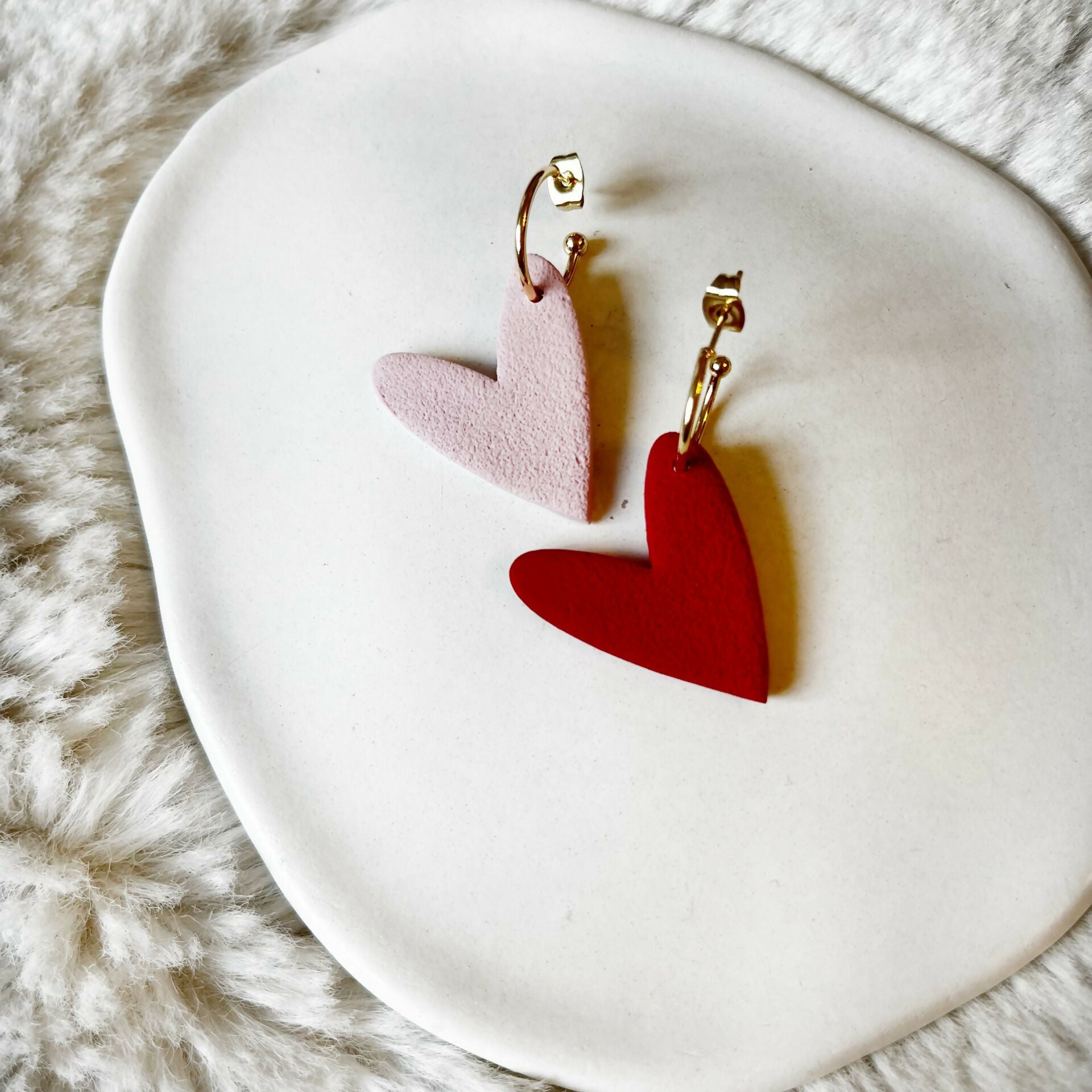 Mismatch Heart Earrings Clay