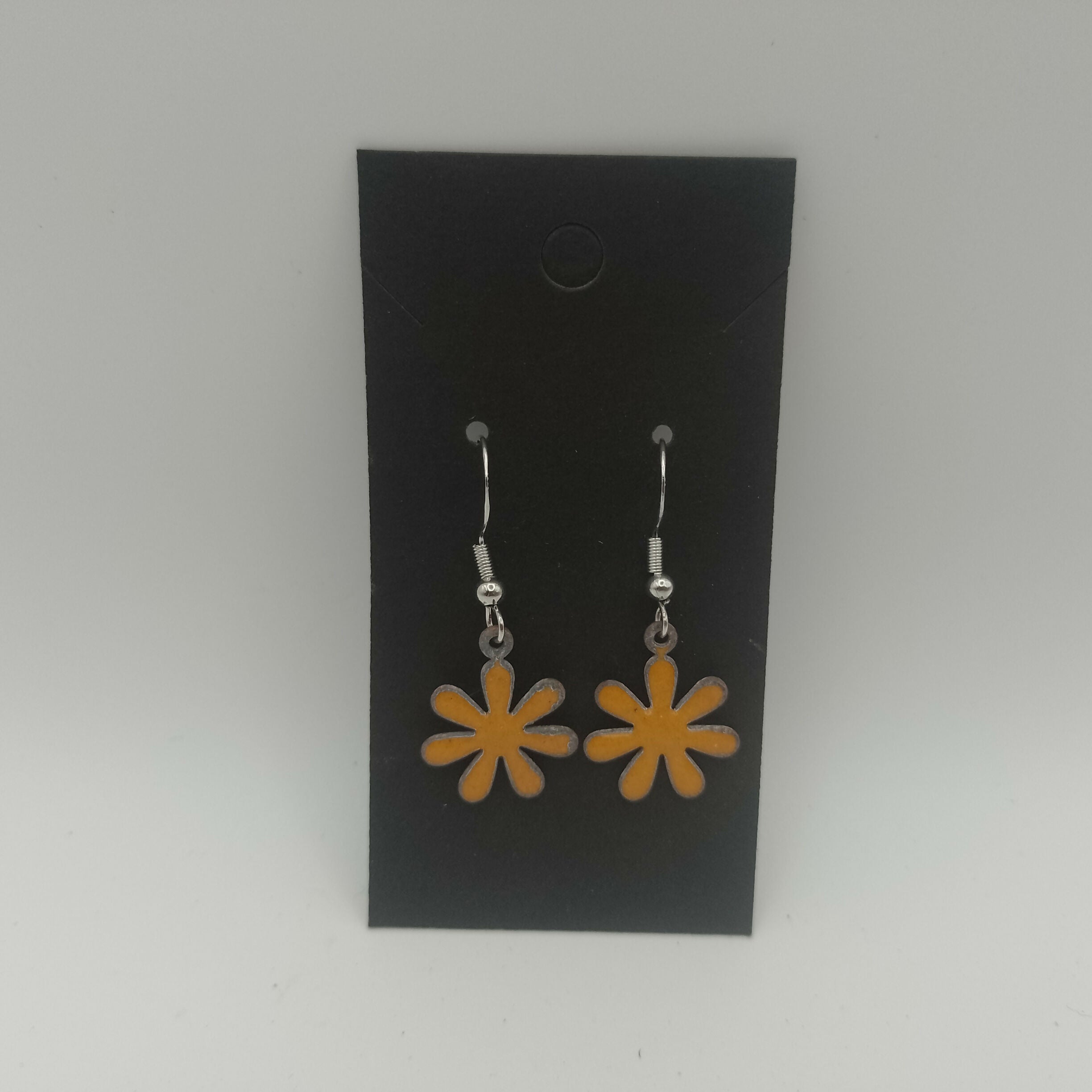 Yellow Enamel Flower Earrings