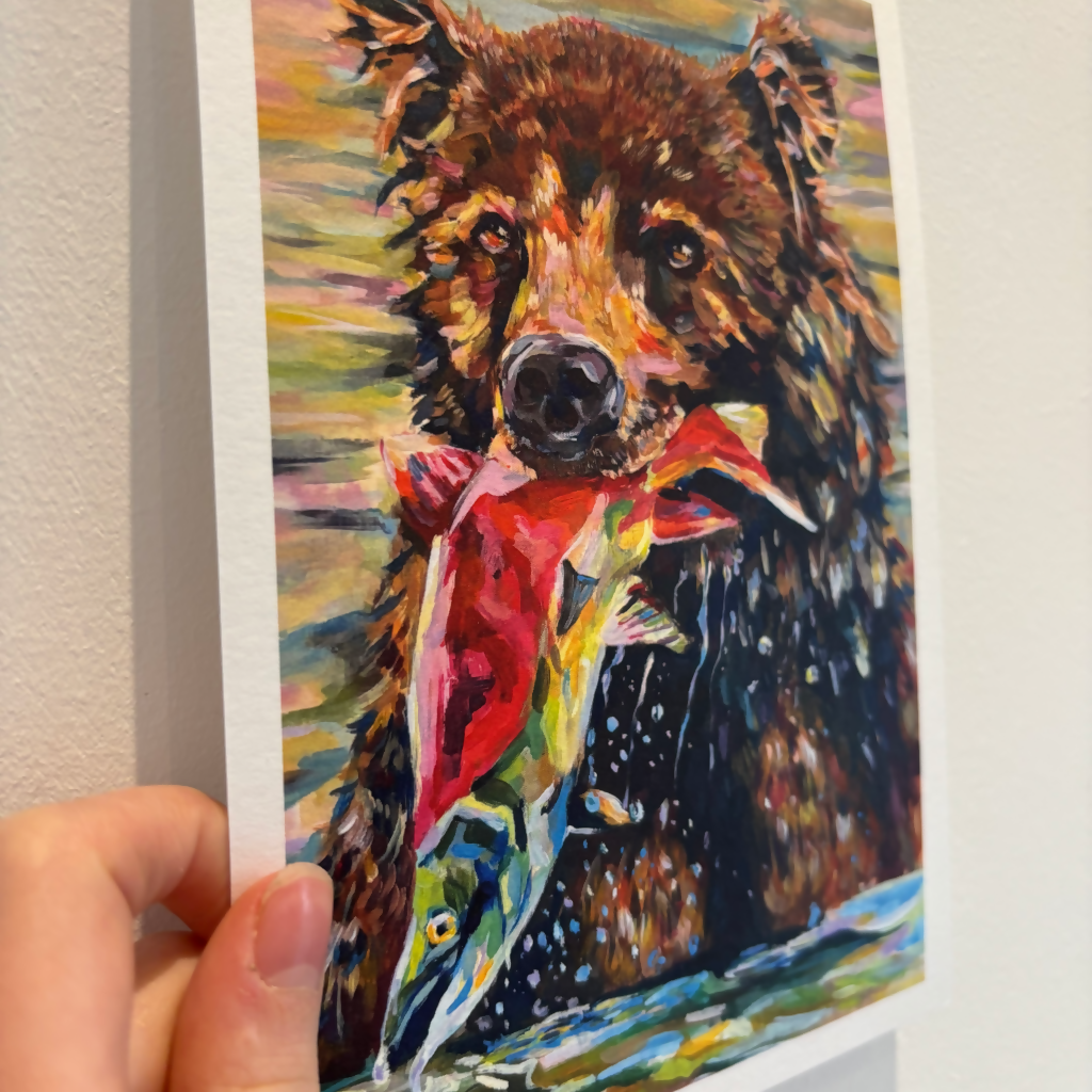 A5 Bear Salmon Print