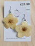 Stainless Steel Real Yellow Cinquefoil Dangle Earrings