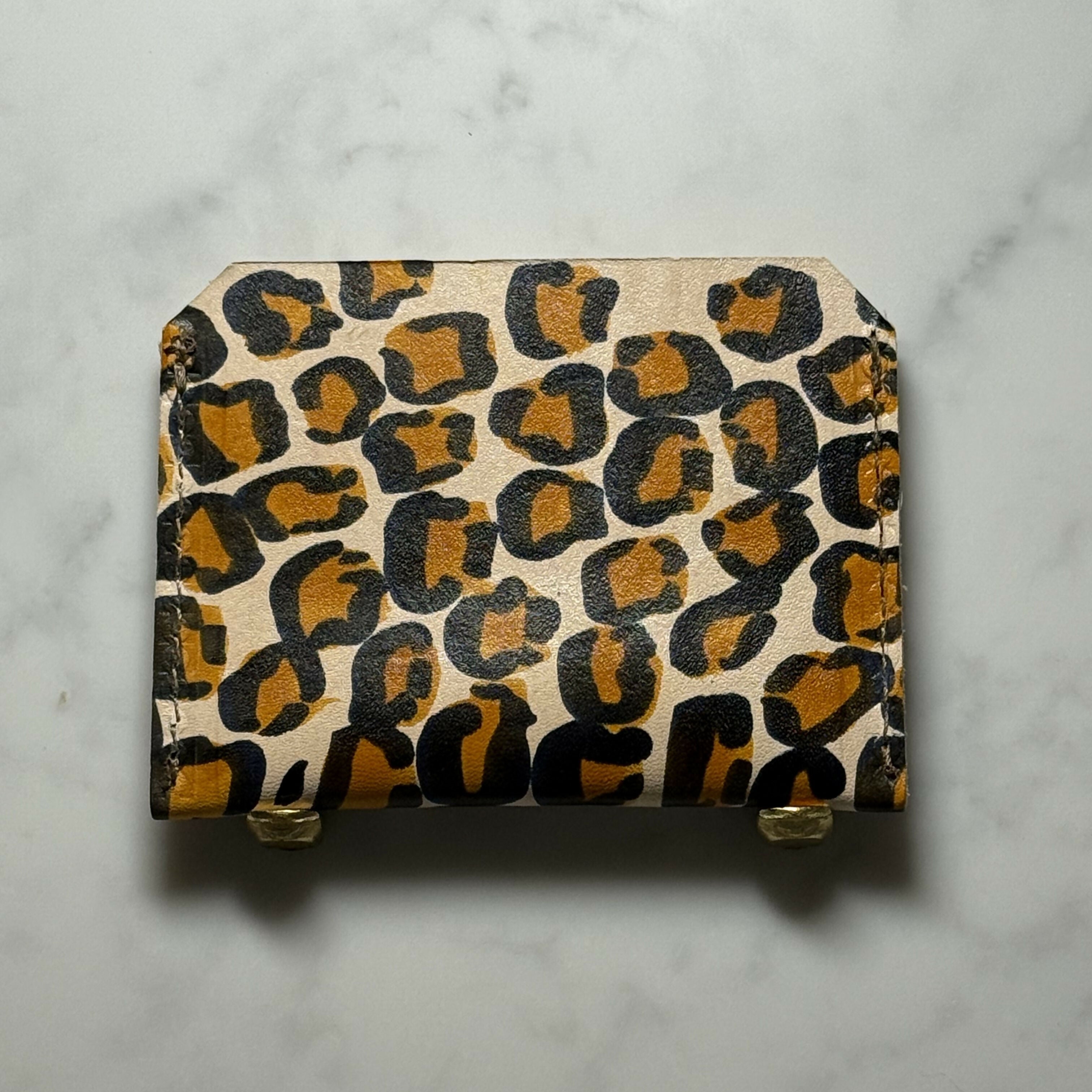 Hand Painted Leopard Cardholder Tan