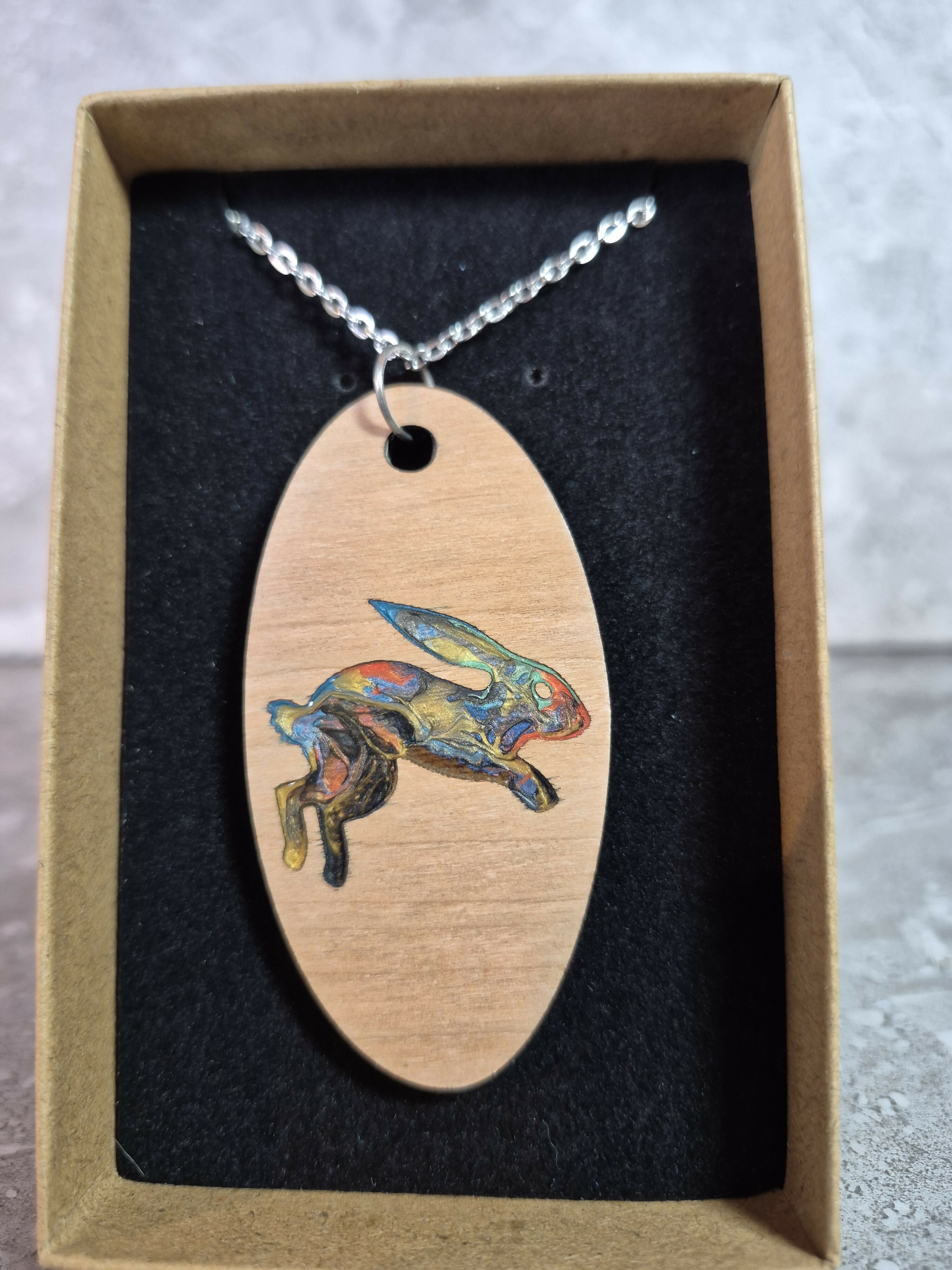 Unique Handcrafted Oval Hare Pendant