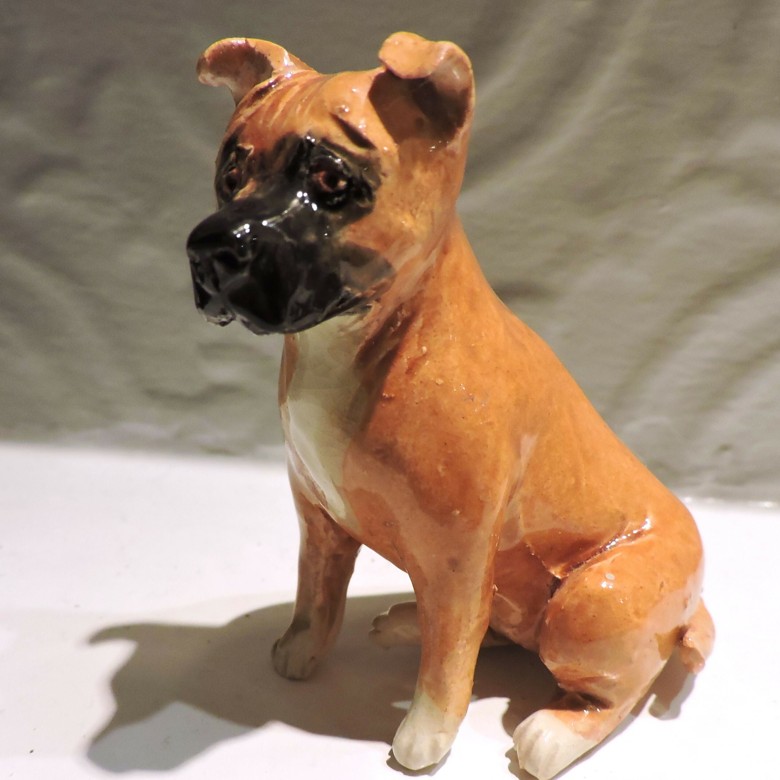 Ceramic Staffordshire Bull Terrier (Staffie) Dog Sculpture