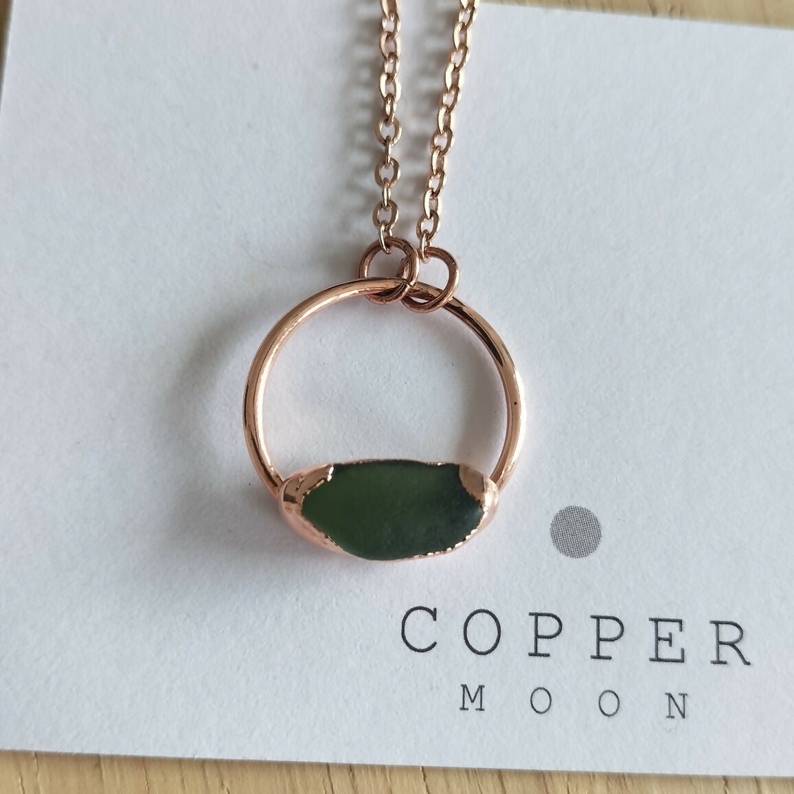 Seaglass Moon Necklace Green