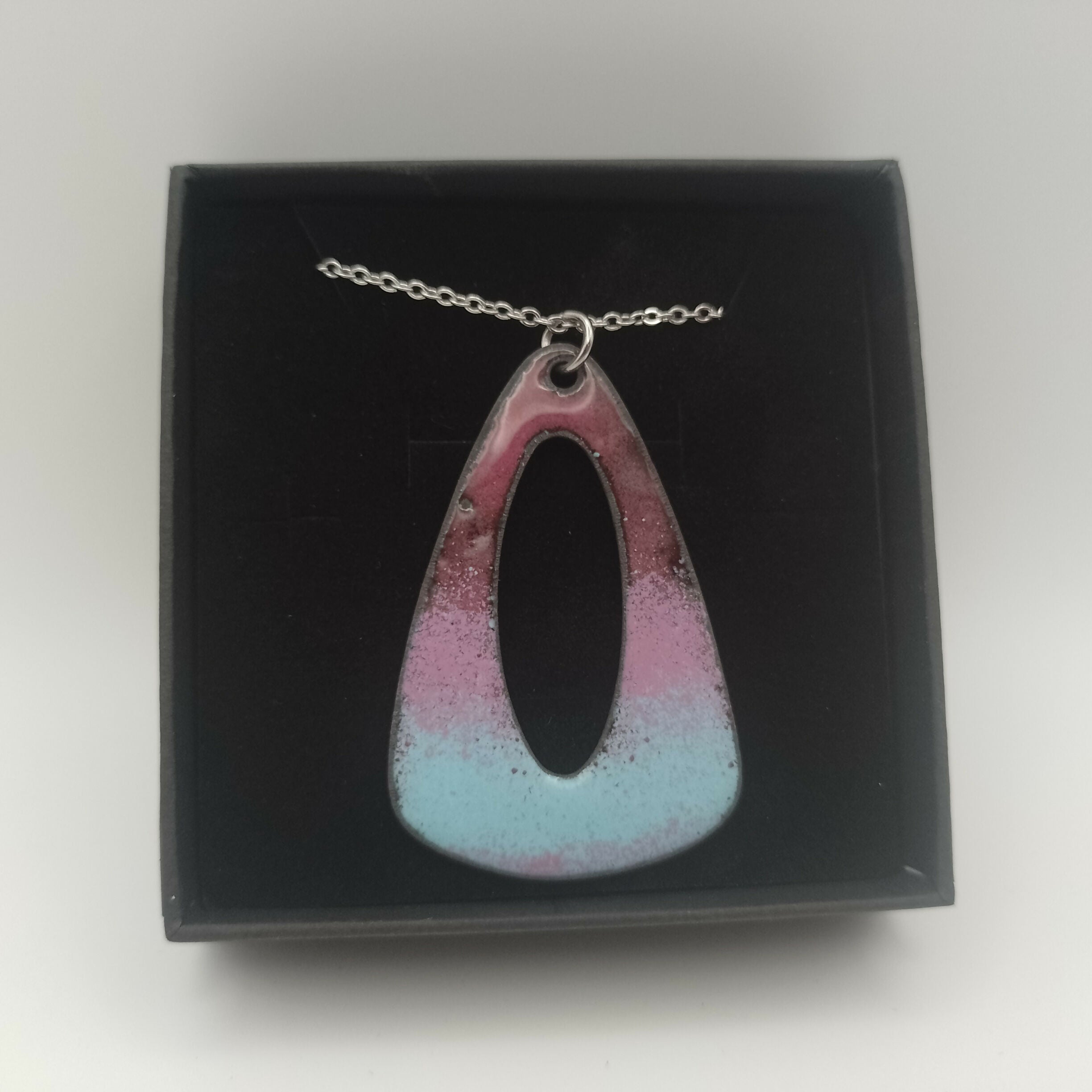 Pink and LIght Blue Enamel Pendant