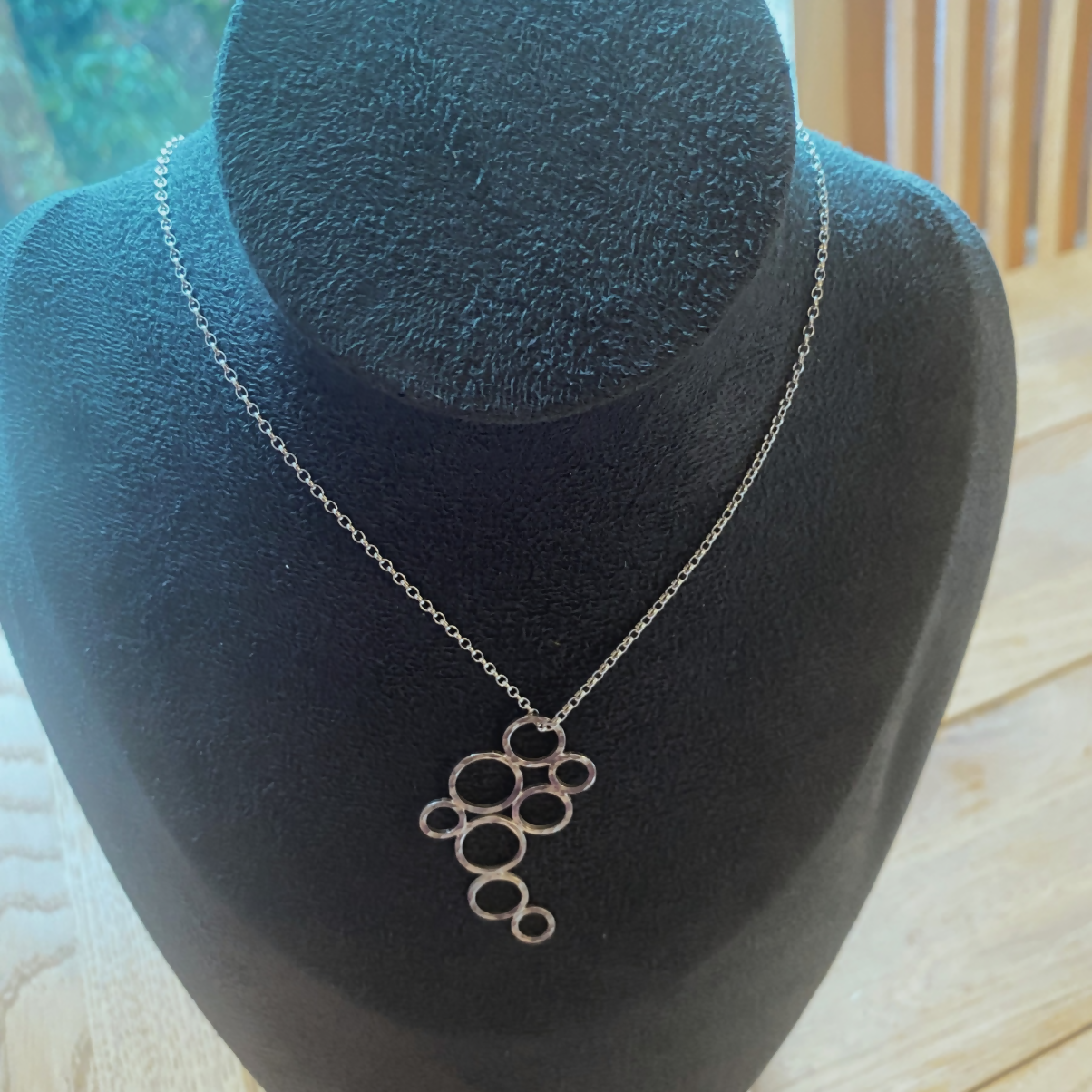 Sterling Silver Connected Circles Necklace - Adjustable 16 to 18 inches