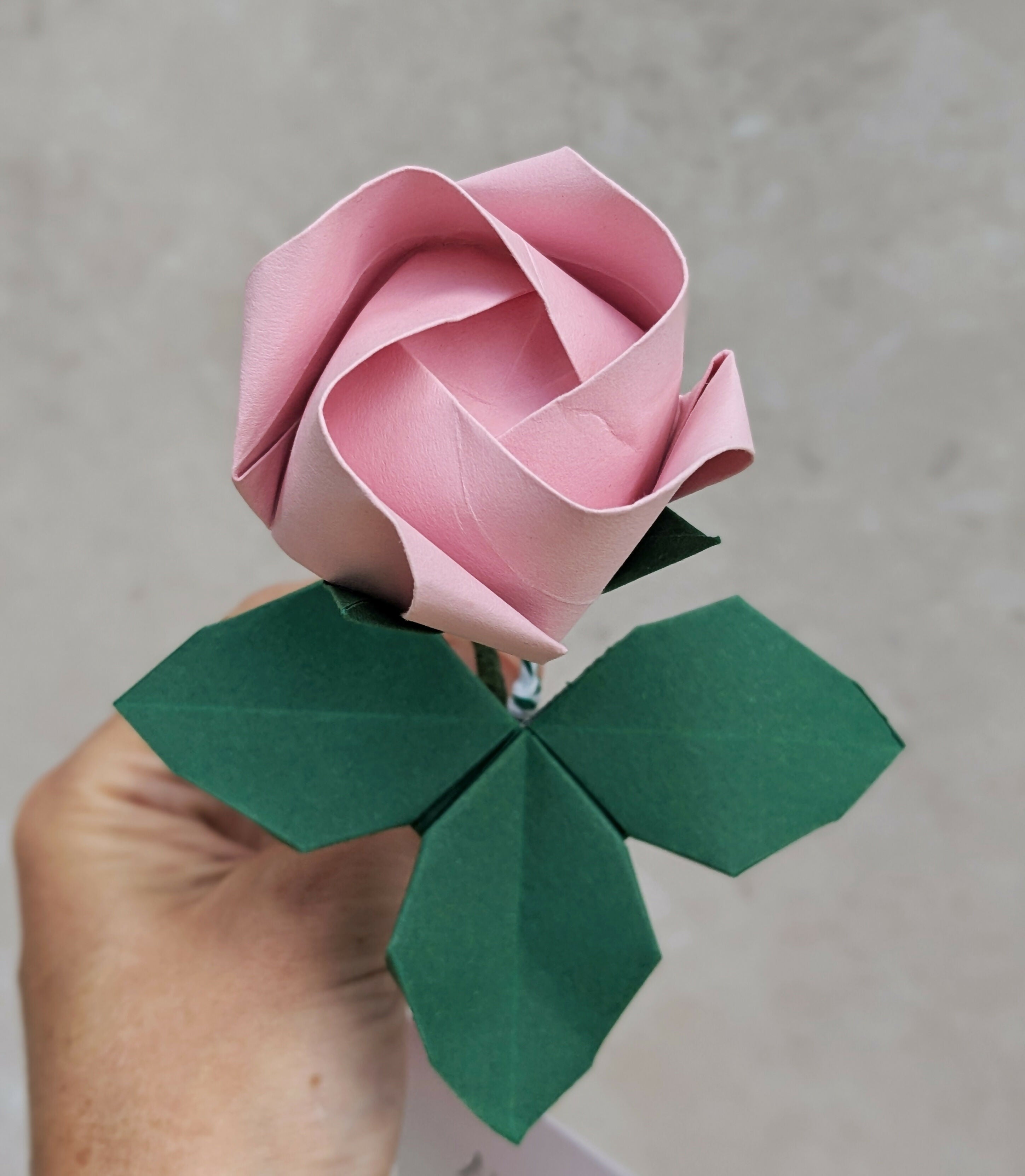 Single Stem Origami Paper Rose