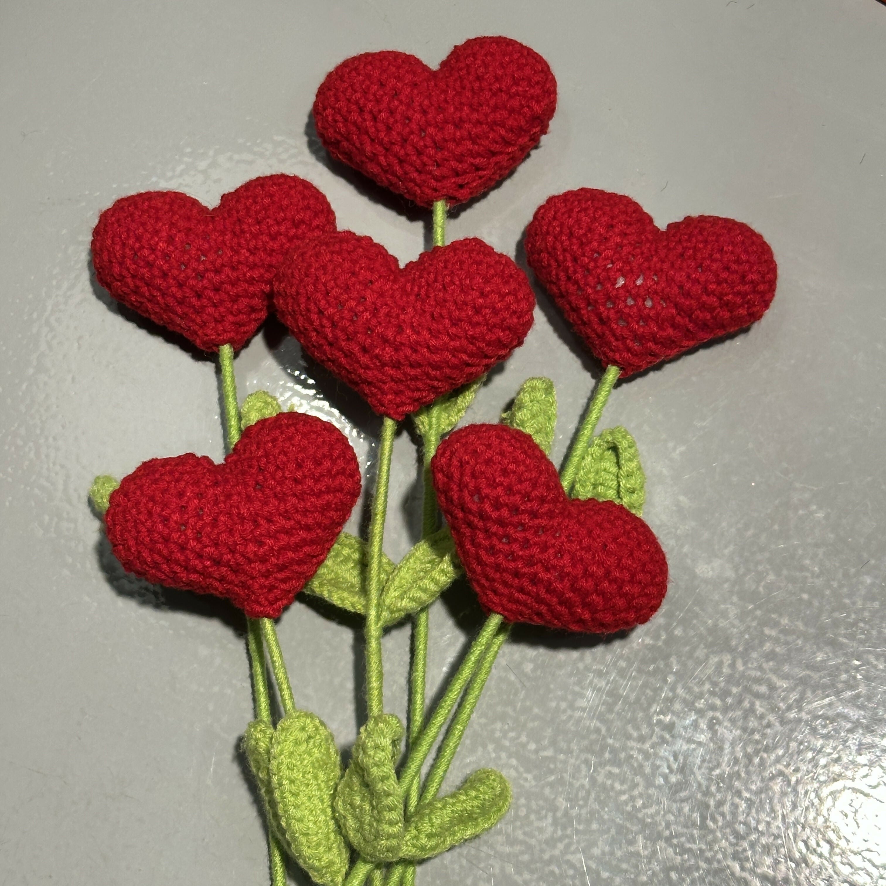 Heart Rose Stem - Crochet flowers