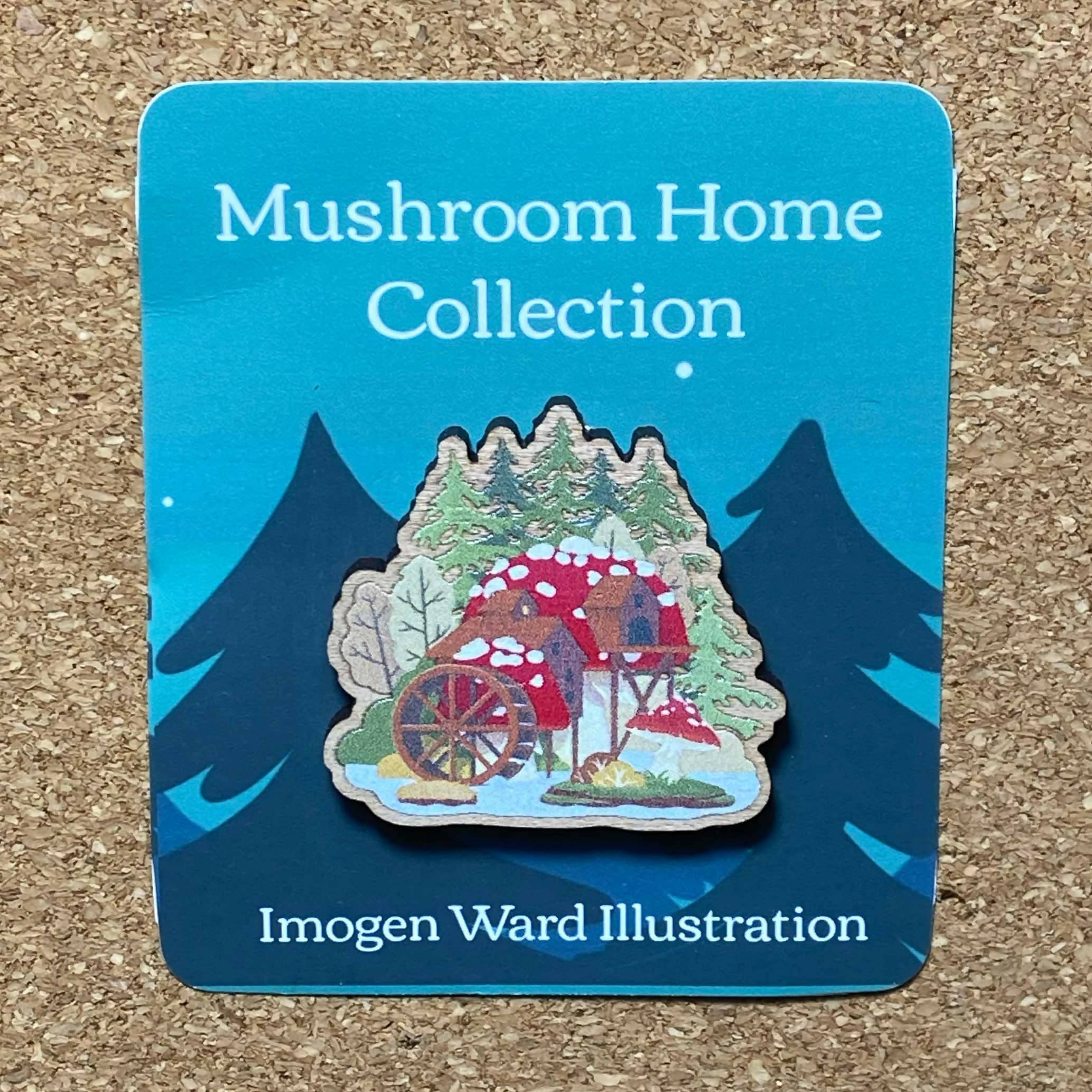 Cottagecore, Whimsical Wooden Mushroom House Pins - Fly Agaric Mill