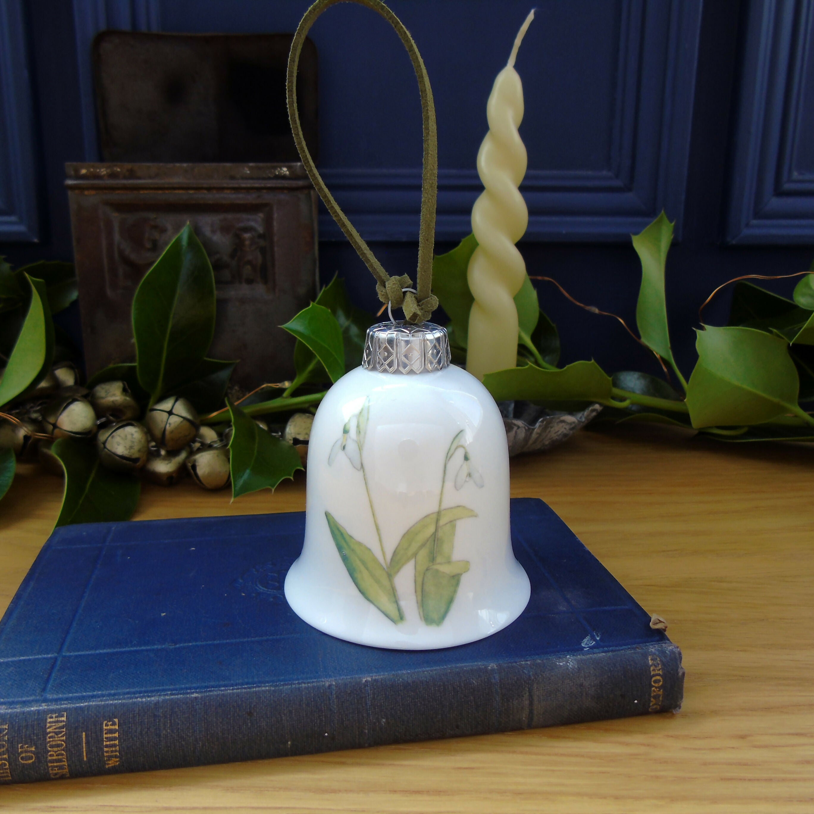 Fine Bone China Snowdrops Bell Decoration