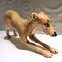 Ceramic Stretching whippet dog sculpture, fawn