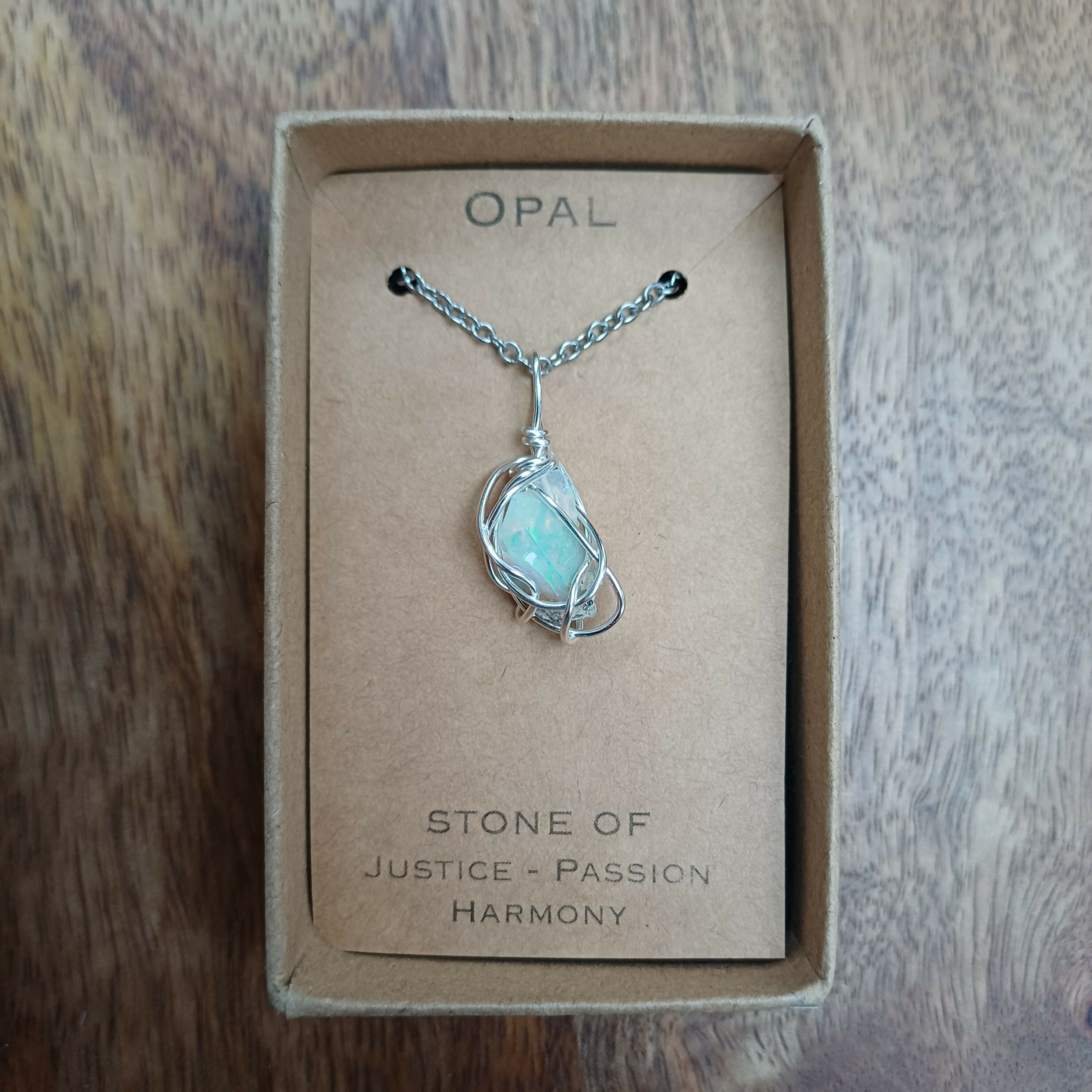 Opal Wire Wrapped Pendant