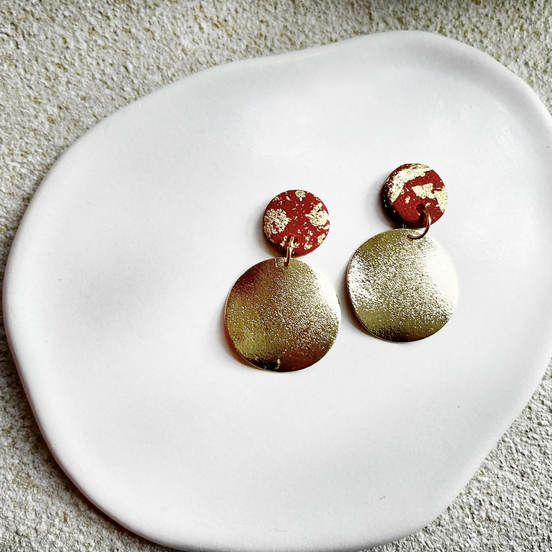 Hammered Disc Clay Earrings