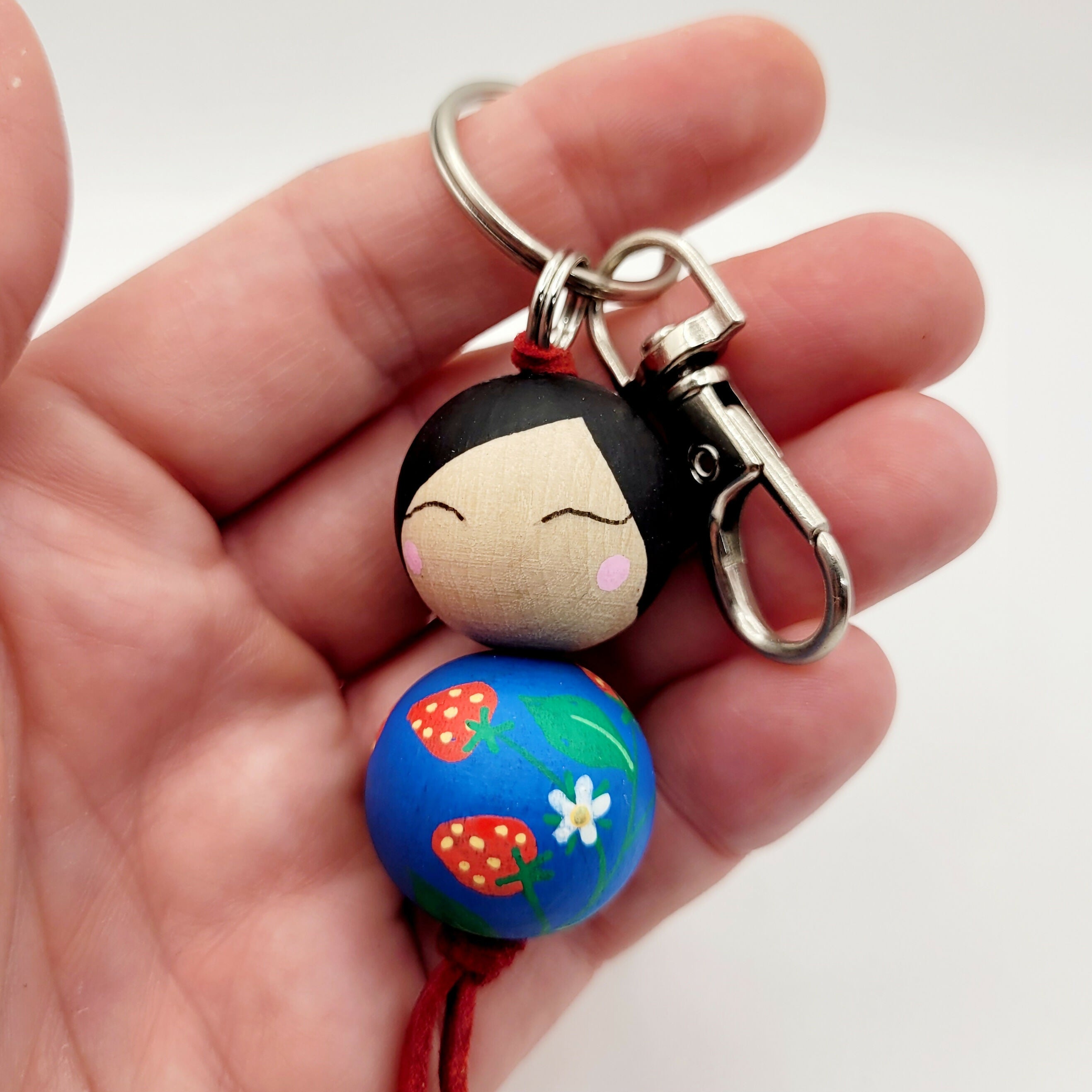 Hand-Painted Wooden Doll Keyring